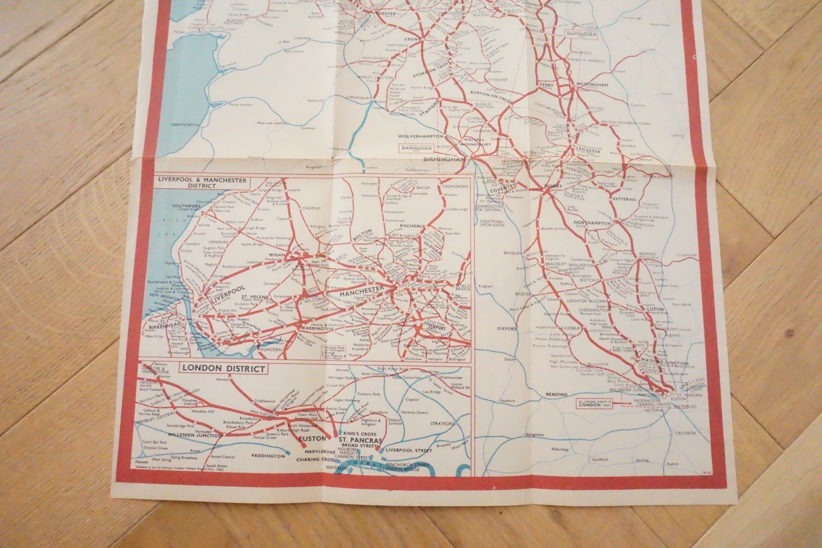 May 1960 British Rail London Midland Region Passenger Network Railway Map