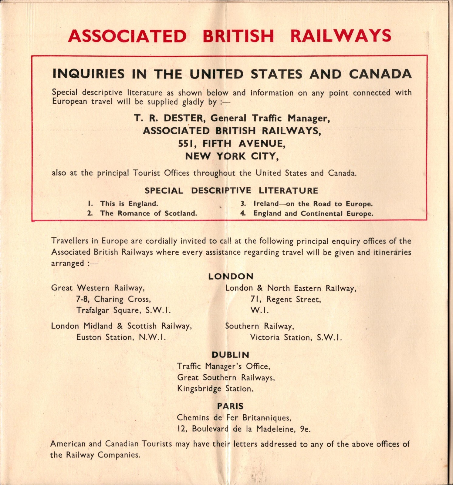 Vintage Railway Map Great Britain Ireland Associated British Railways