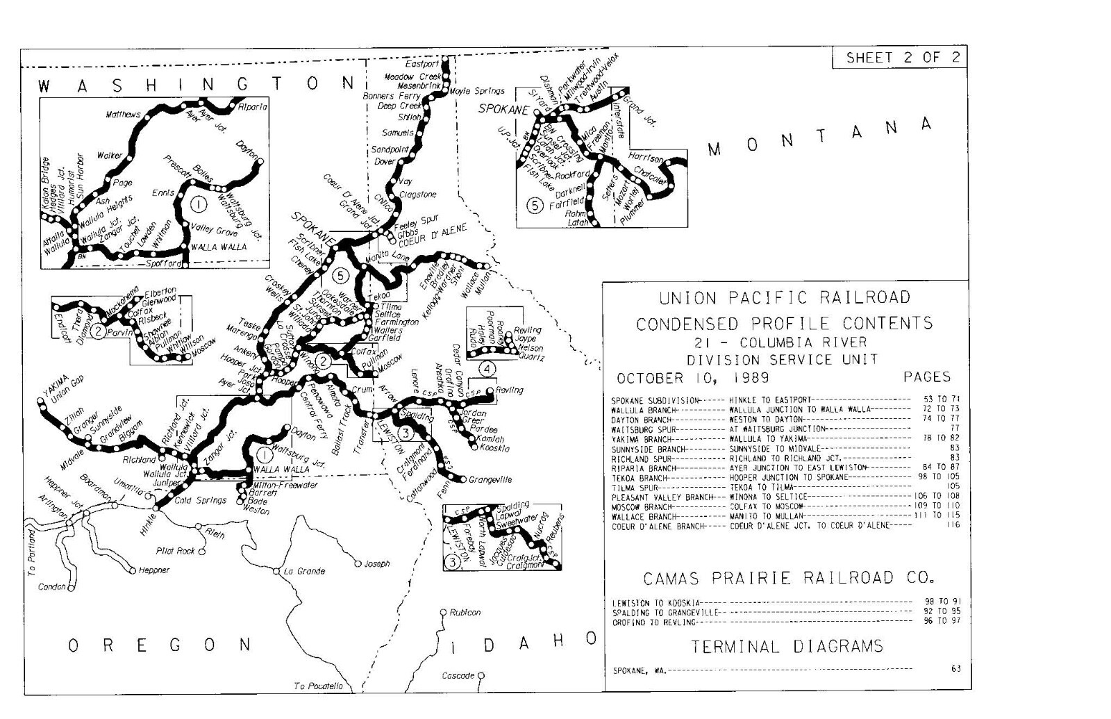 Union Pacific 1989 Columbia River Div – 21 Condensed Profile PDF Pages on DVD