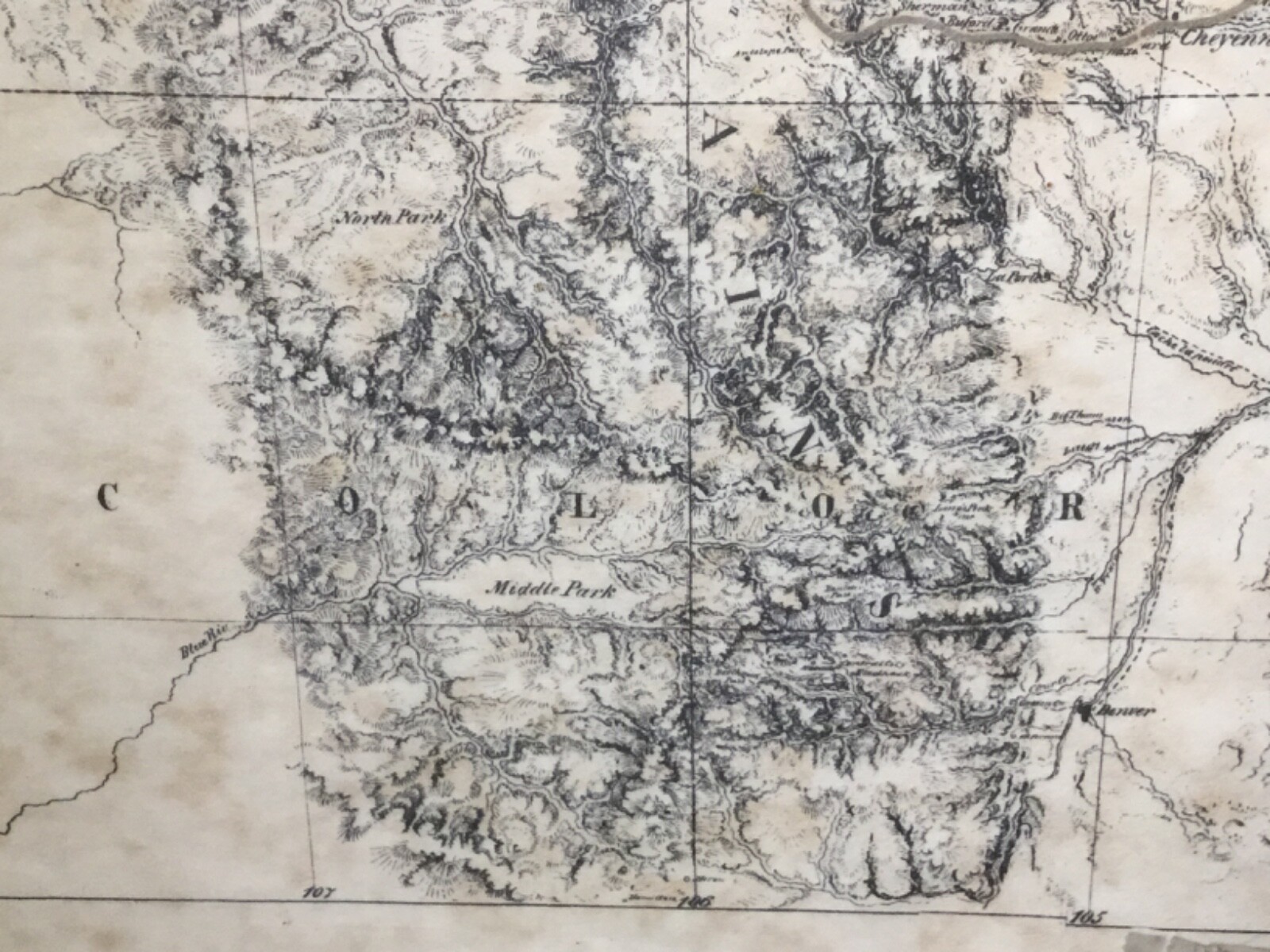 COMMEMORATIVE 1864-1868 UNION PACIFIC RAIL ROAD SURVEYS MAP 16″T x 48″W FRAMED
