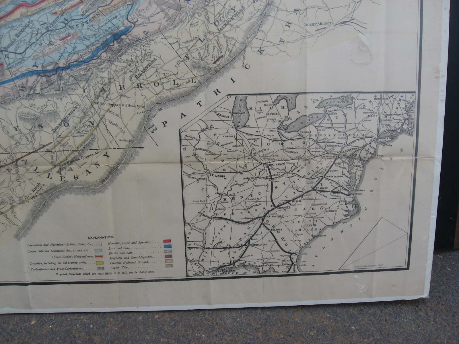 1883 SOUTH WEST VIRGINIA VA MINERAL RESOURCE RAILWAY MAP C R BOYD