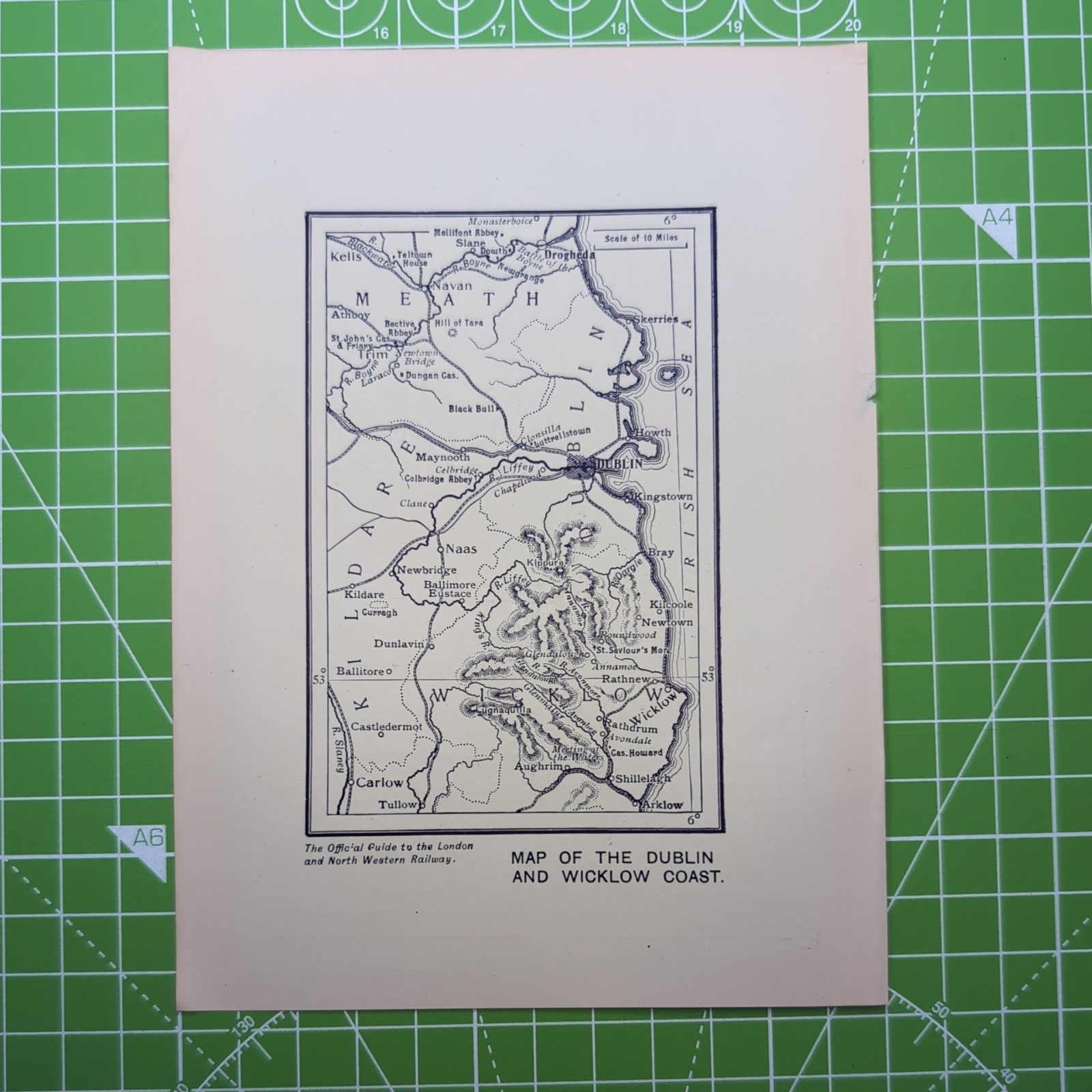 Original 1912 LNWR Map Of The Dublin And Wicklow Coast