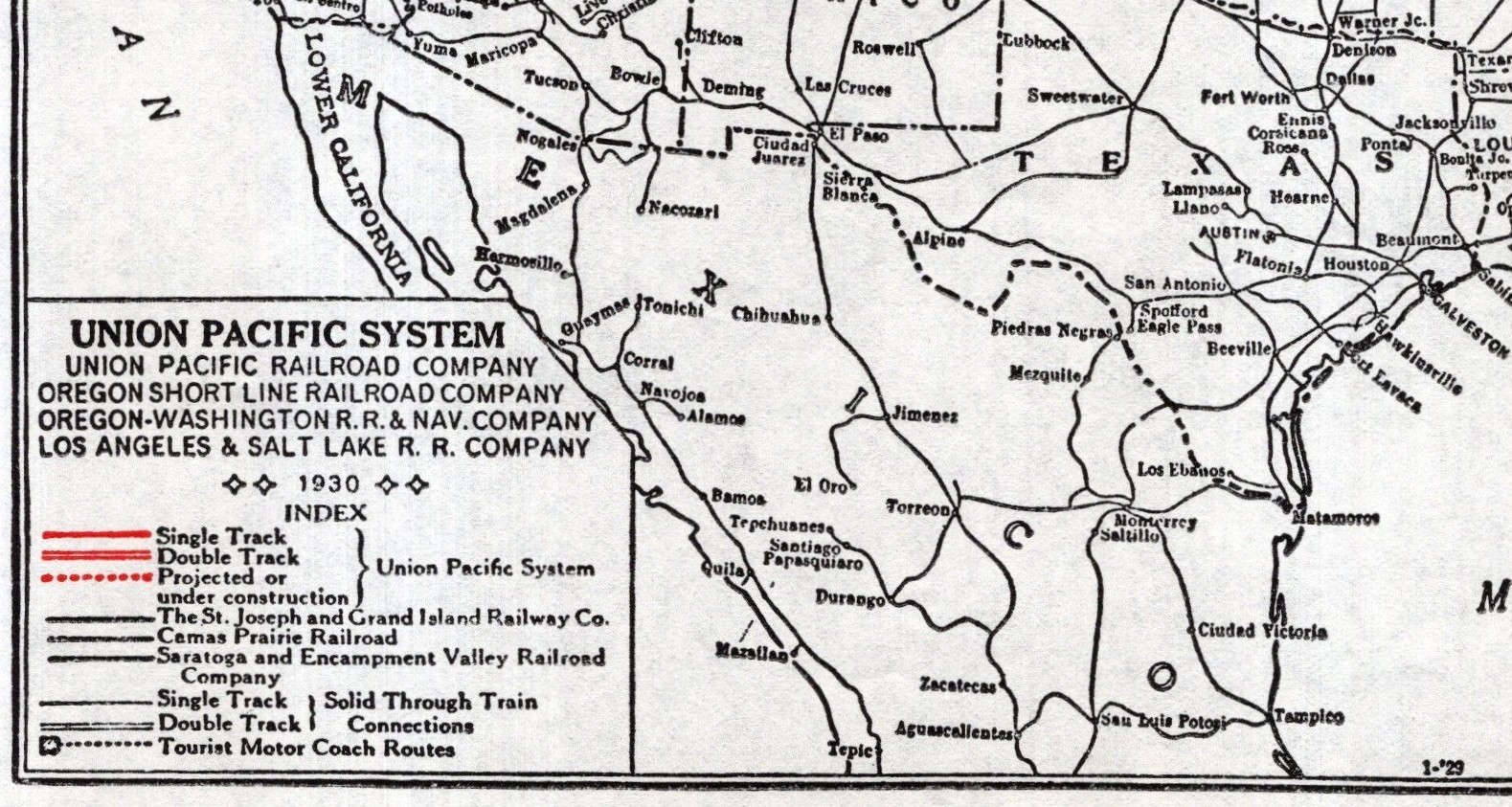 1929 Antique UNION PACIFIC RAILROAD Map Vintage Union Pacific Railway Map 2907