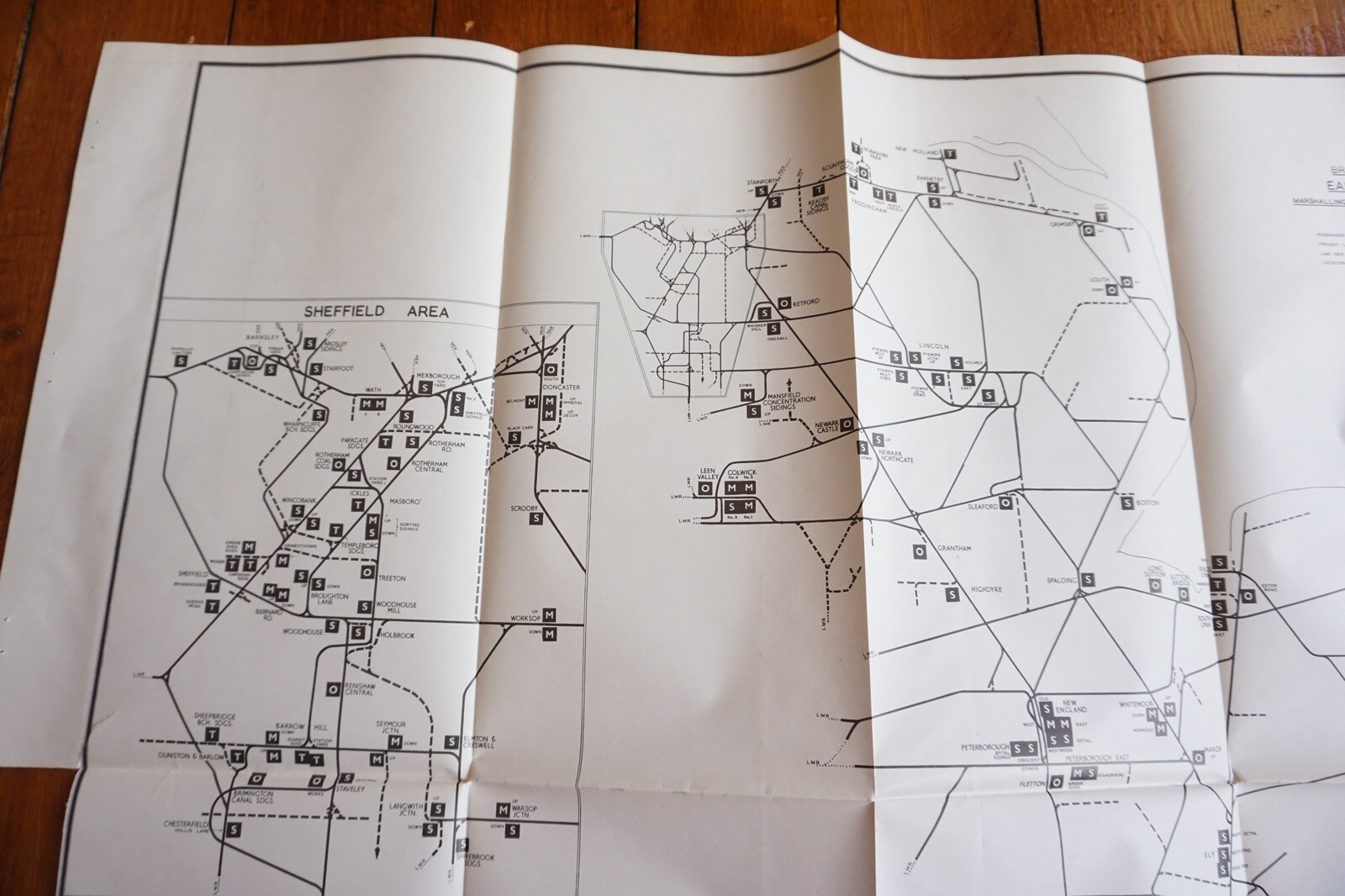 1958 Marshalling Yards Open at 1954 Eastern Region Railway Map