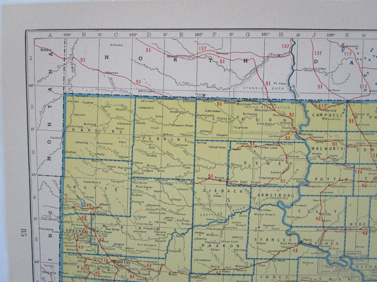 TN SD Vtg 1942 TENNESSEE RAILROAD Map. SMOKY MOUNTAIN RR ~or~ SOUTH DAKOTA