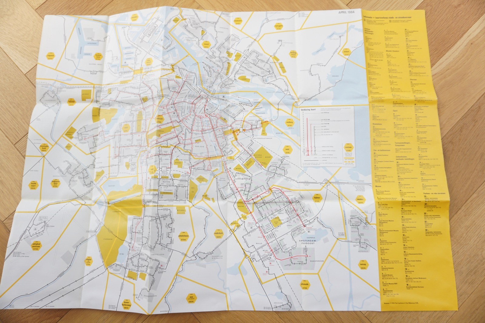 April 1983 Amsterdam Netherlands GVB Bus Tram Route Map