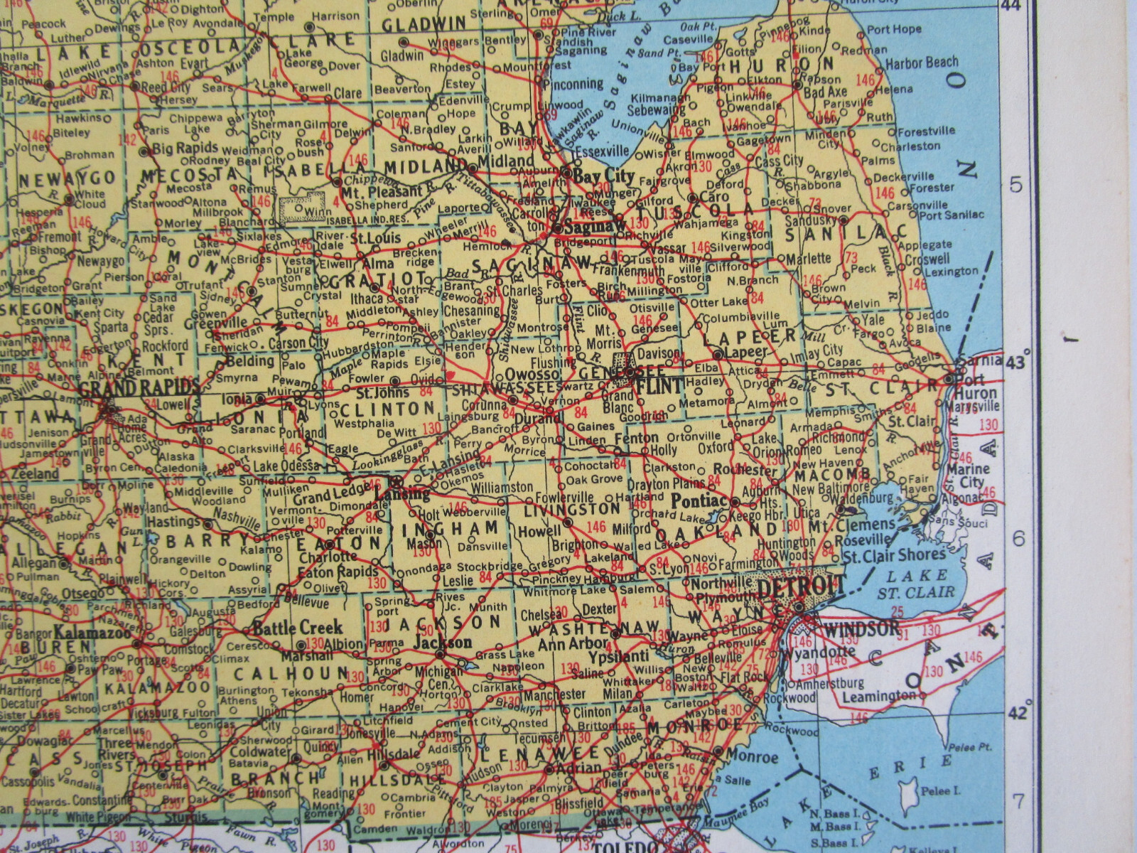 MN MI 1948 MINNESOTA RAILROAD Map. DULUTH & NORTHEASTERN RR ~or~ MICHIGAN