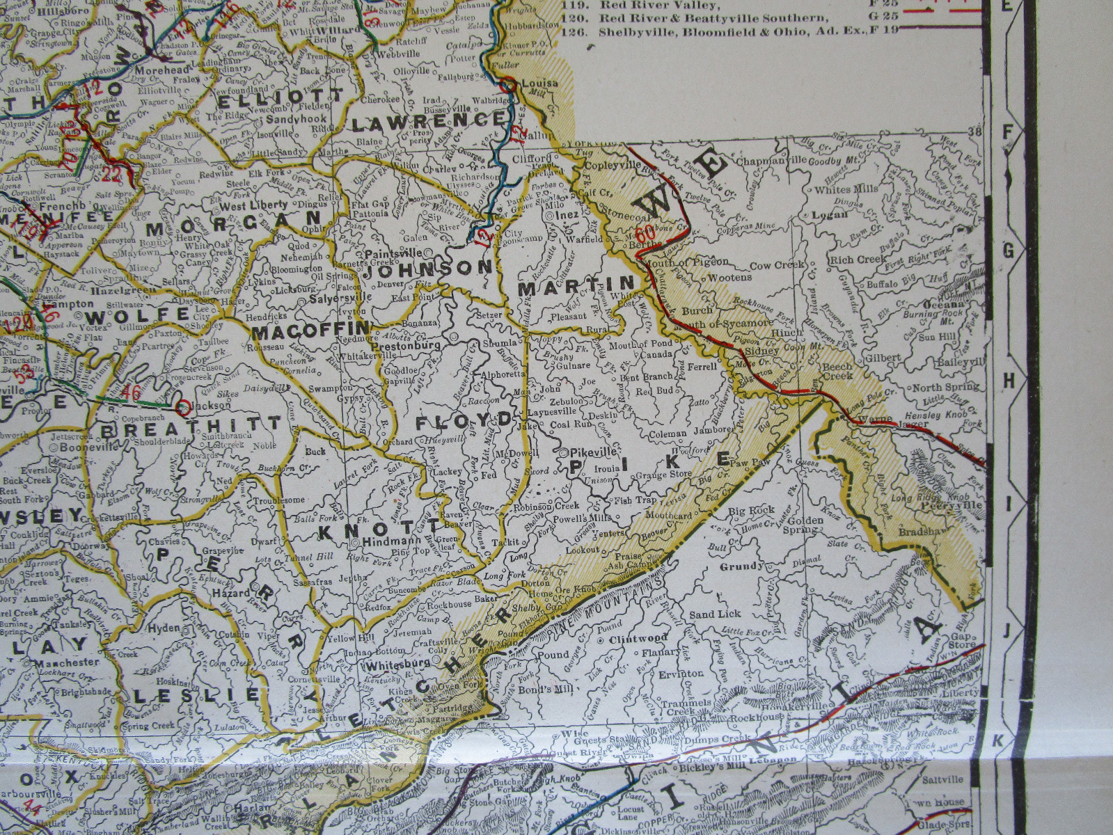 KY TN 1901 EASTERN KENTUCKY & TENNESSEE Cram RAILROAD Map CHATTANOOGA LOOKOUT MT