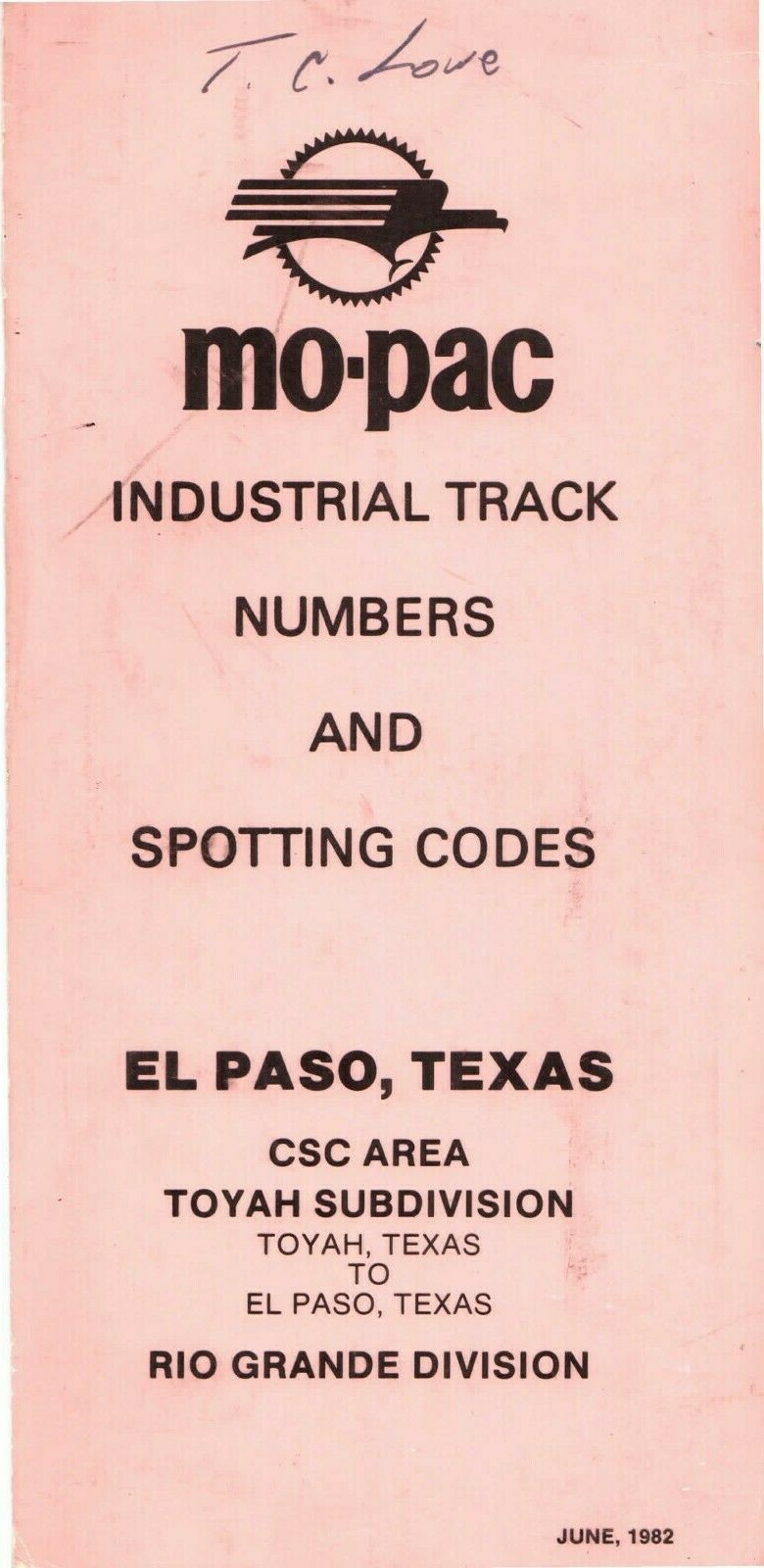 Missouri Pacific 1982 El Paso TX Rio Grande Division ZTS PDF Pages on DVD