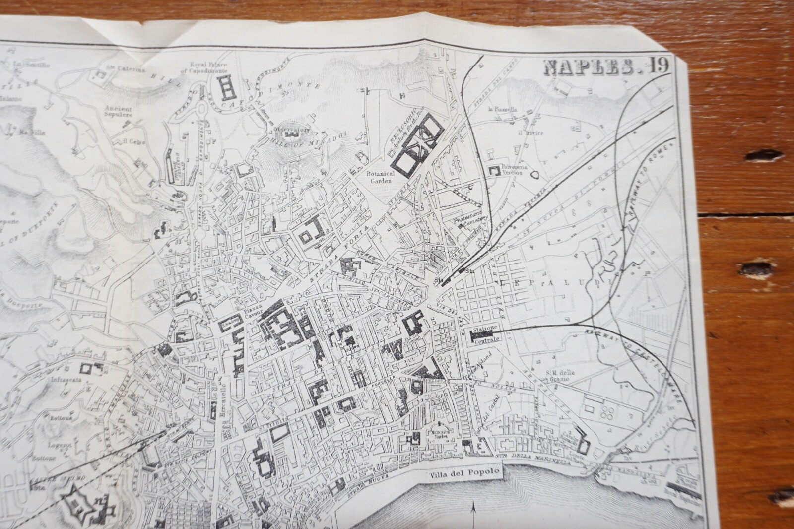 1899 Bradshaws Map of Naples Italy Original Railway Map