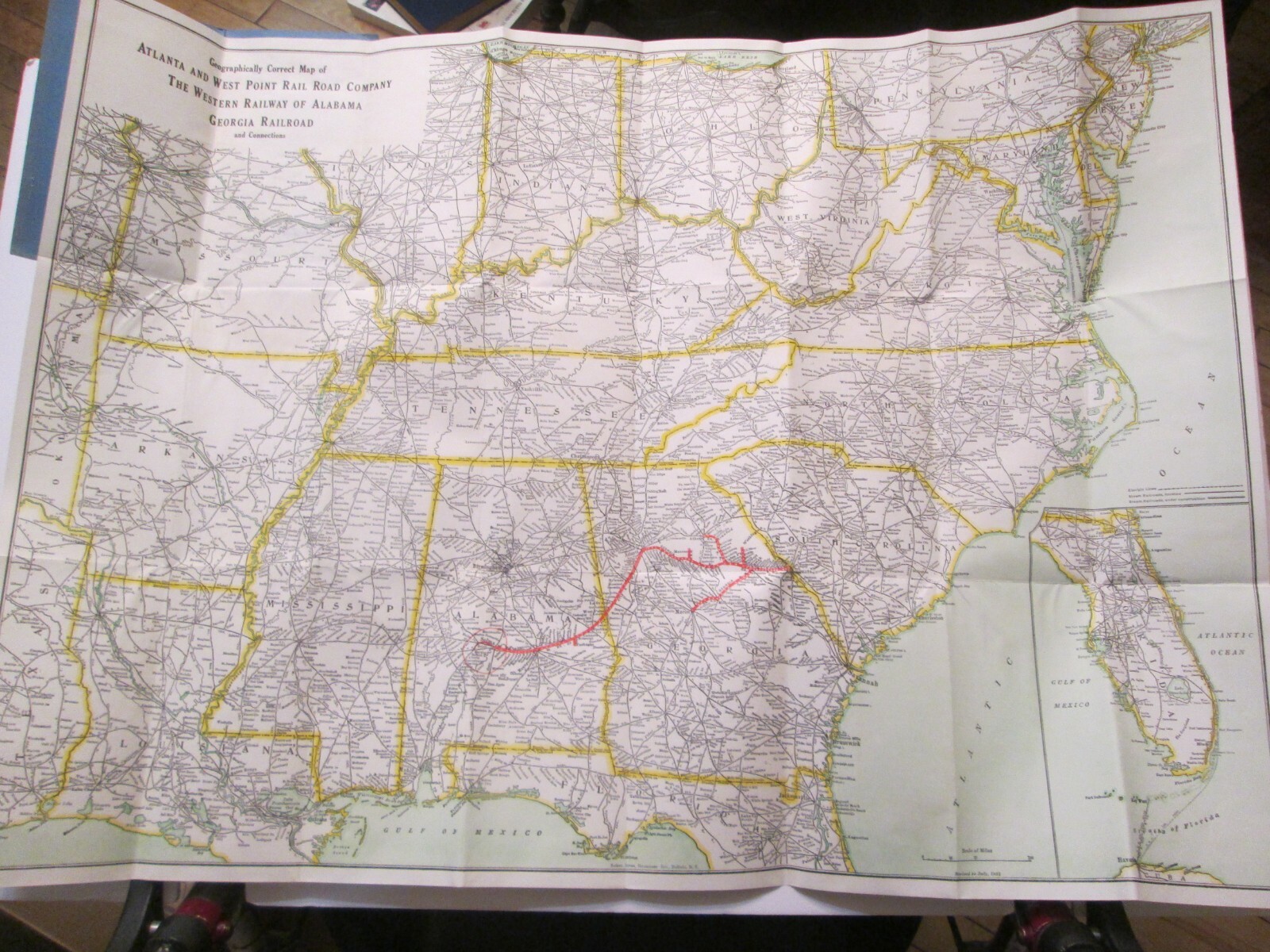 Atlanta West Point RR, Western RY of Alabama, Georgia RR Map 1952