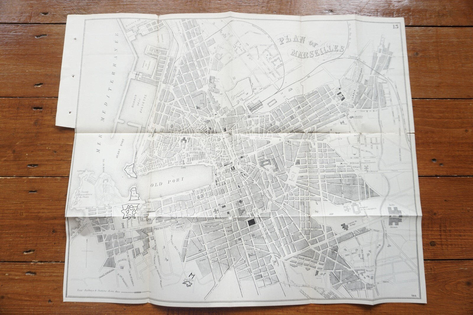 1899 Bradshaws Map of Marseilles France Original Railway Map
