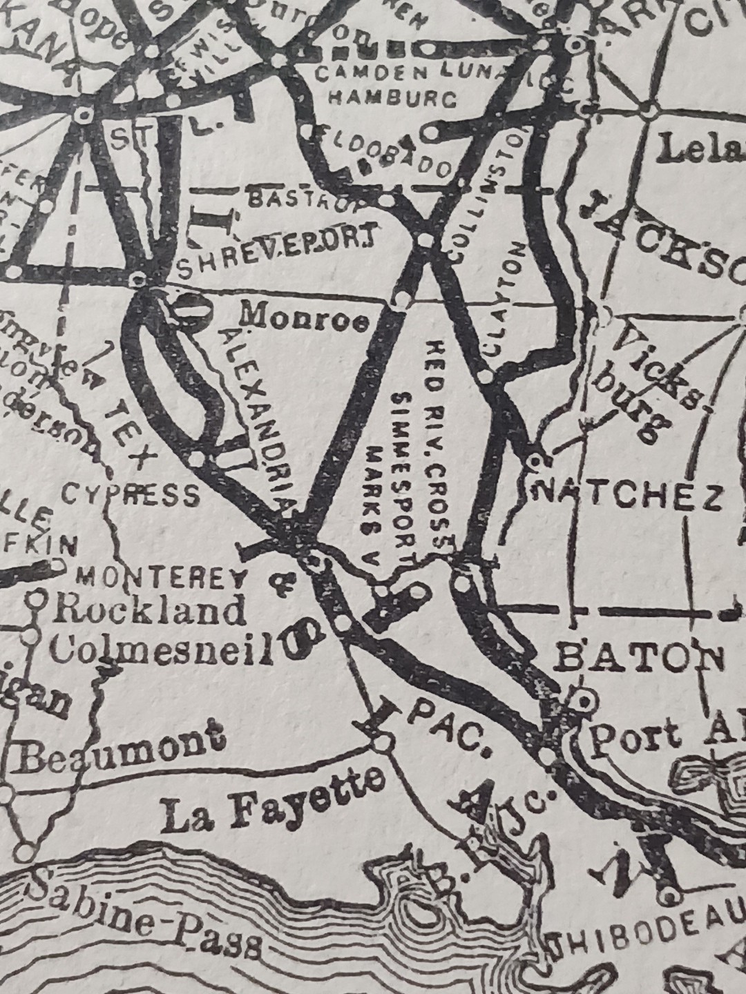 1905 Train Route Map MISSOURI PACIFIC RAILWAY Rio Grande Great Northern Railroad