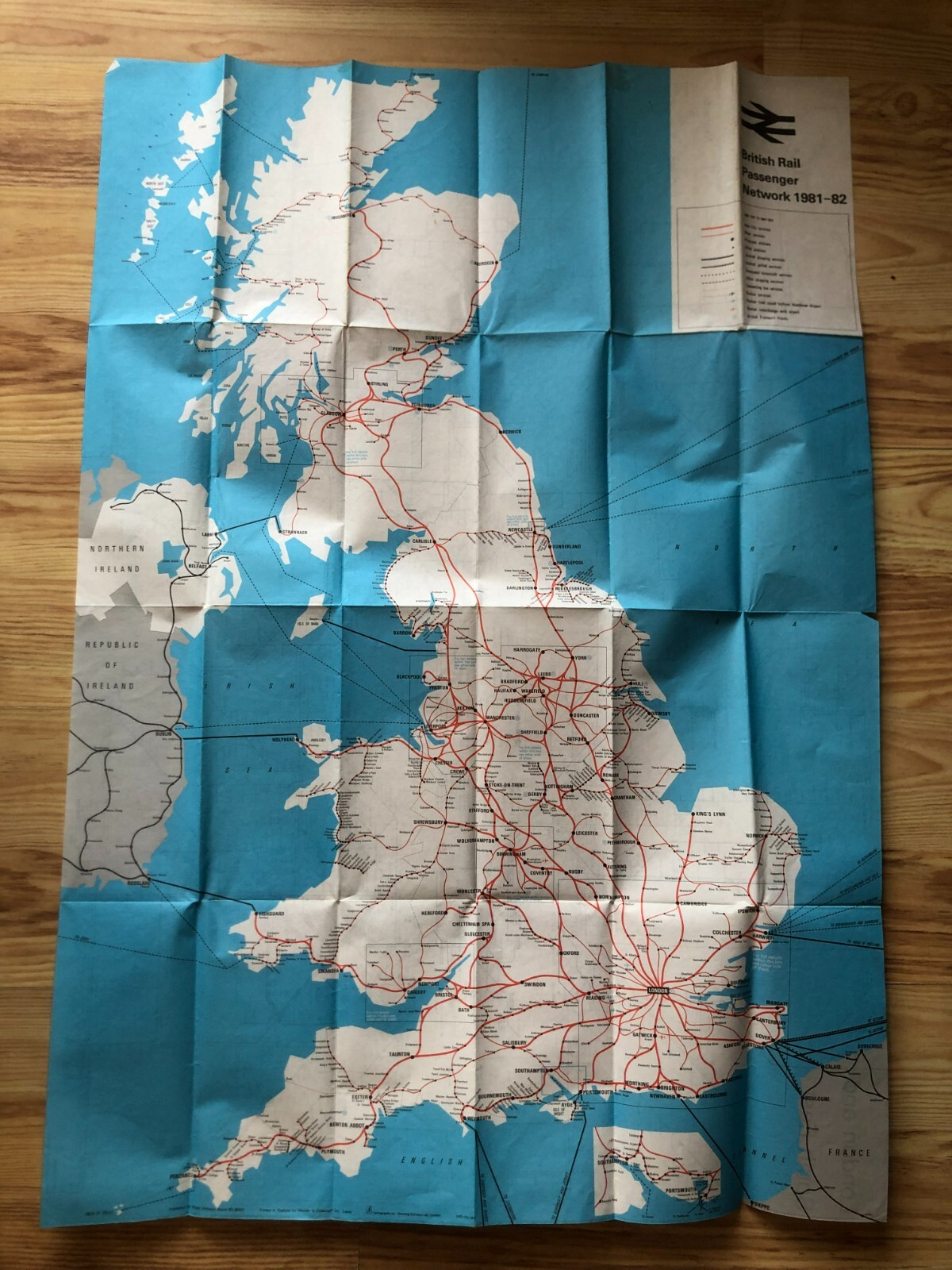 British Rail Passenger Network 1981-82 large scale map, folded