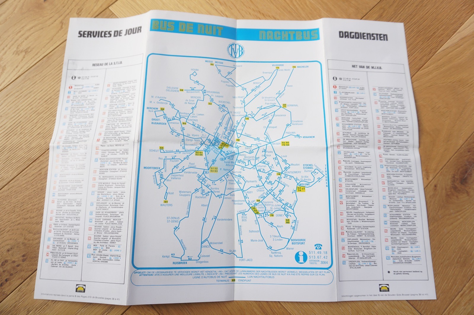 1982 Belgium Brussels Tram Tramways Railway Bus Map