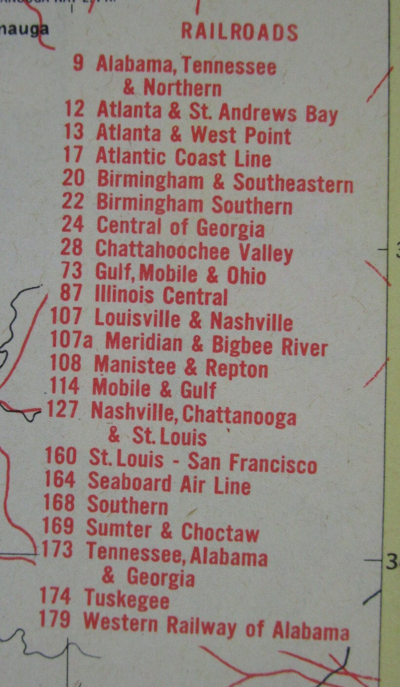 AZ AL 1959 ARIZONA Topographic RAILROAD Map APACHE RR ~or~ ALABAMA. TUSKEGEE RR