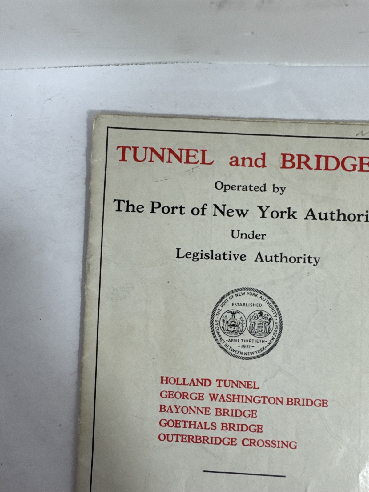 RARE 1938 New York City Map NYC Road Highway Bridge Tunnel PORT AUTHORITY