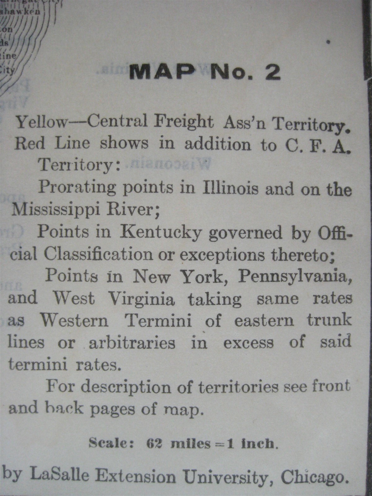 1923 CENTRAL FREIGHT ASSOCIATION TERRITORY Railroad Map Ilinois Ohio Michigan