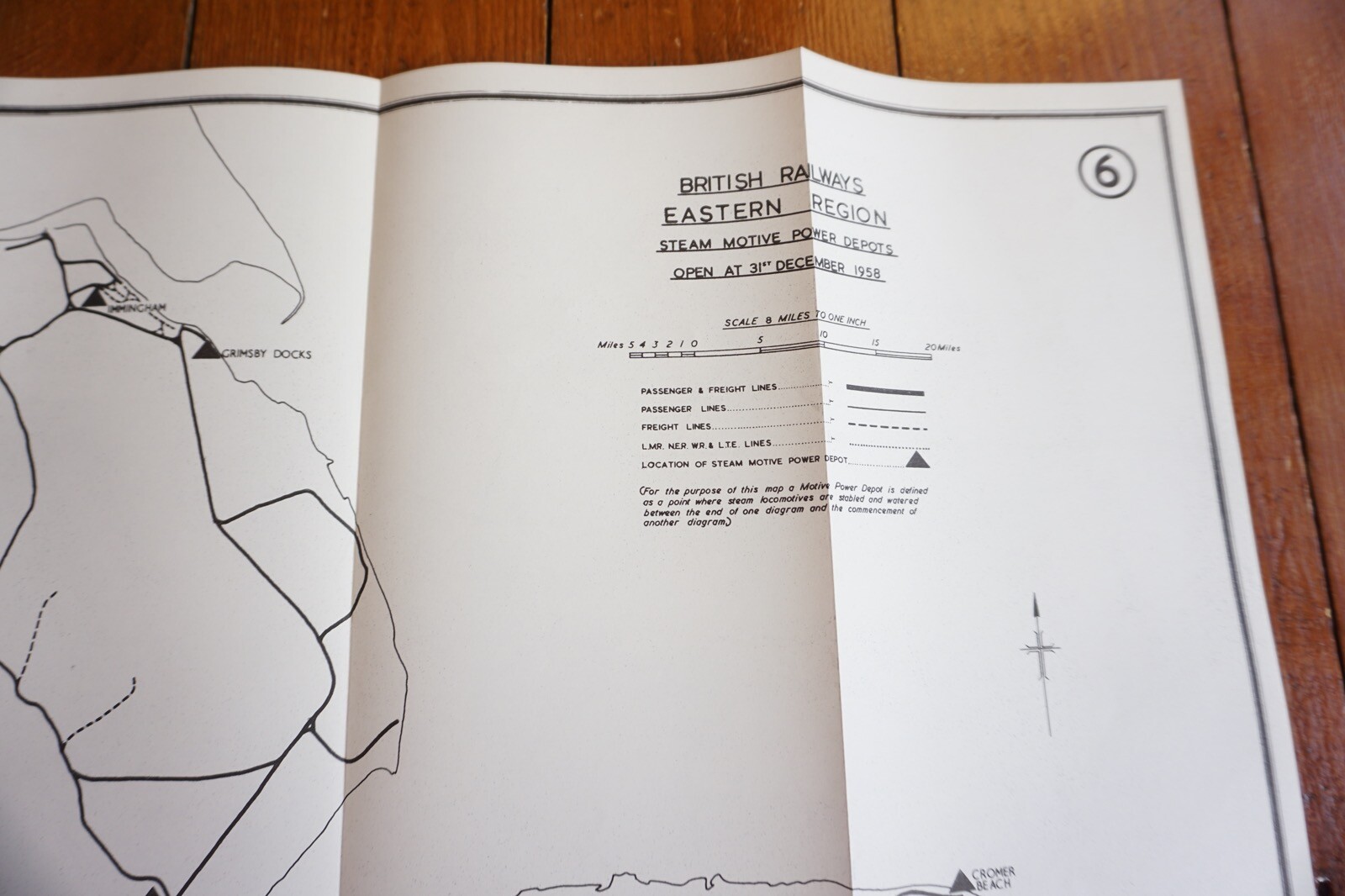 1958 Steam Motive Power Depots Open at 1958 Eastern Region Railway Map