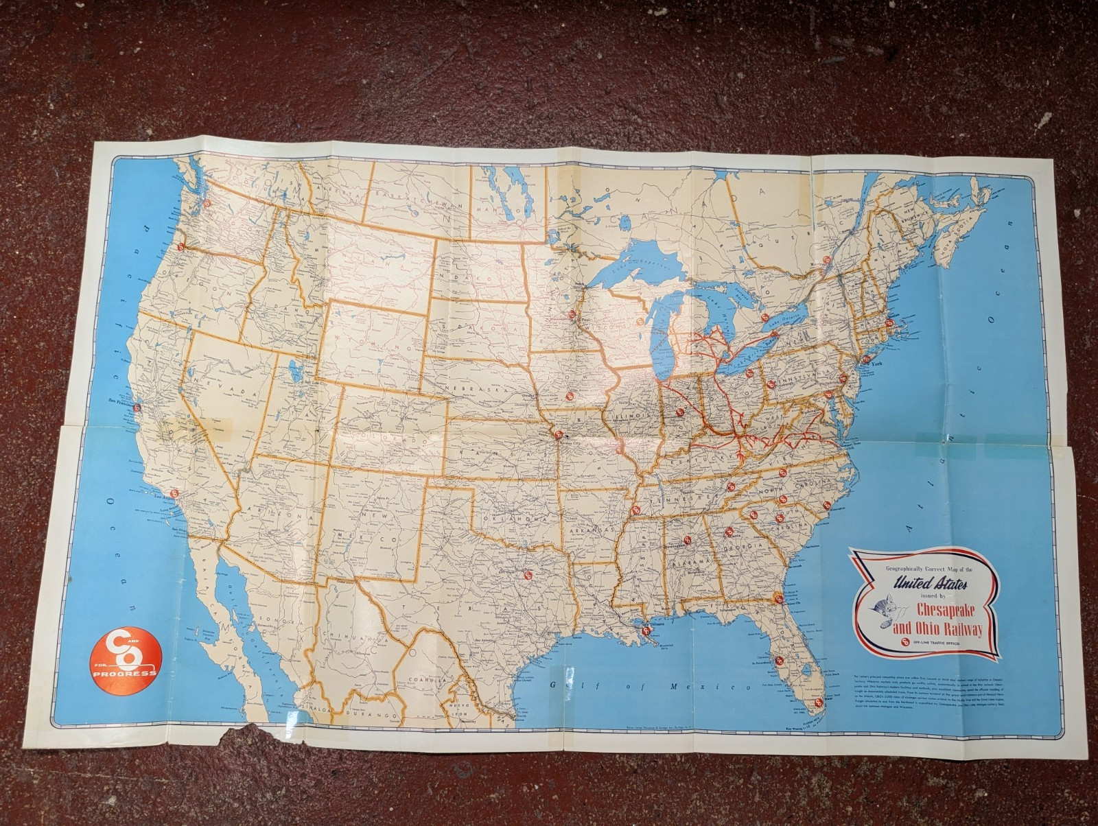 BN ORIGINAL C&O CHESAPEAKE & OHIO RAILROAD SYSTEM MAP