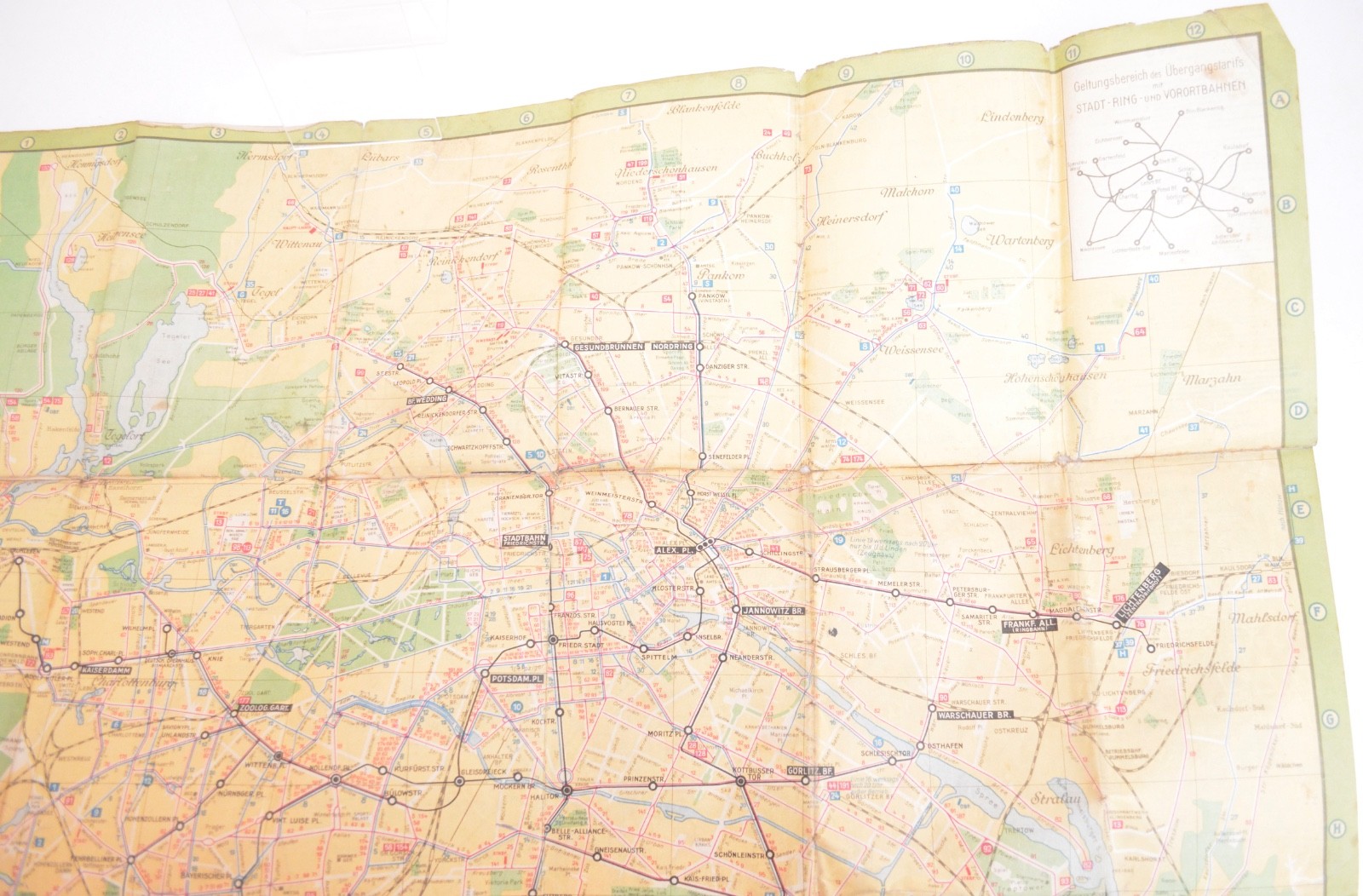 Railway Transport Map Germany Berlin Strassenbhan Omnibus UBahn 1934