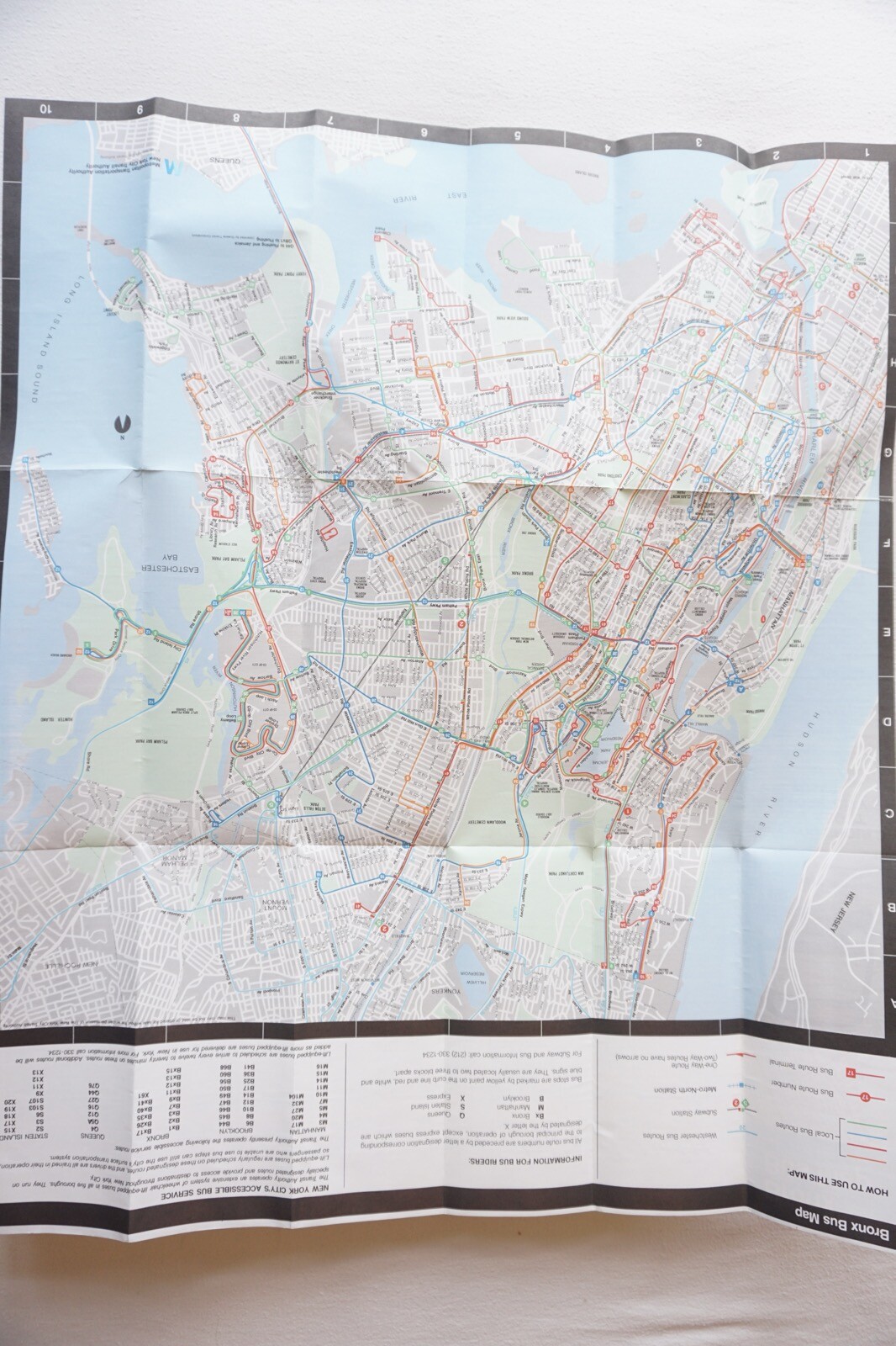 1984 Bronx New York Bus Guide Bus Map
