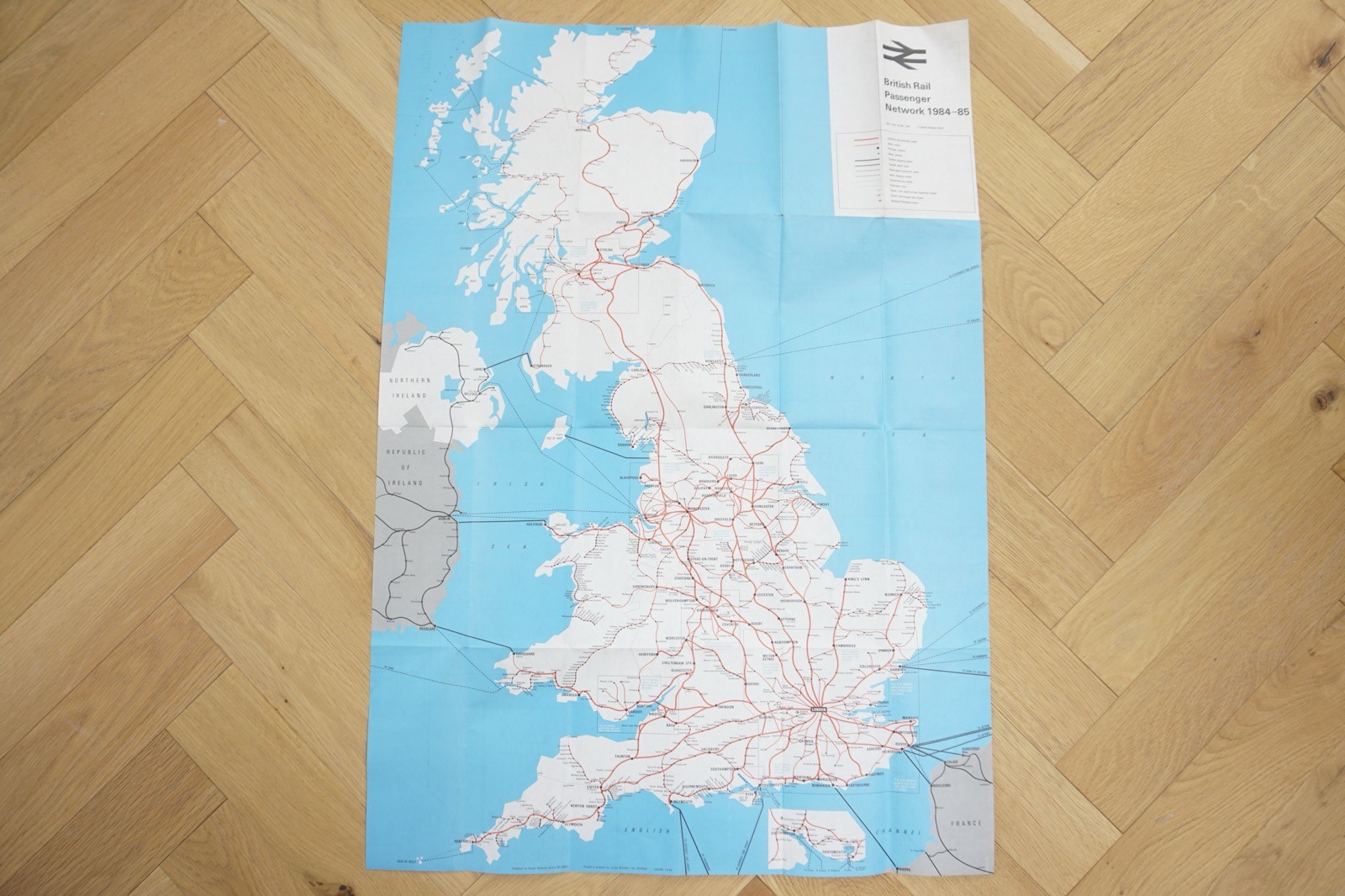 1984 1985 British Rail Passenger Network Railway Map RGC