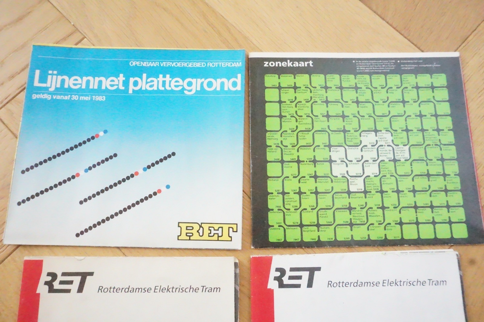 1983 1984 1989 1990 RET Netherlands Holland Railway Bus Tram Route Map x4