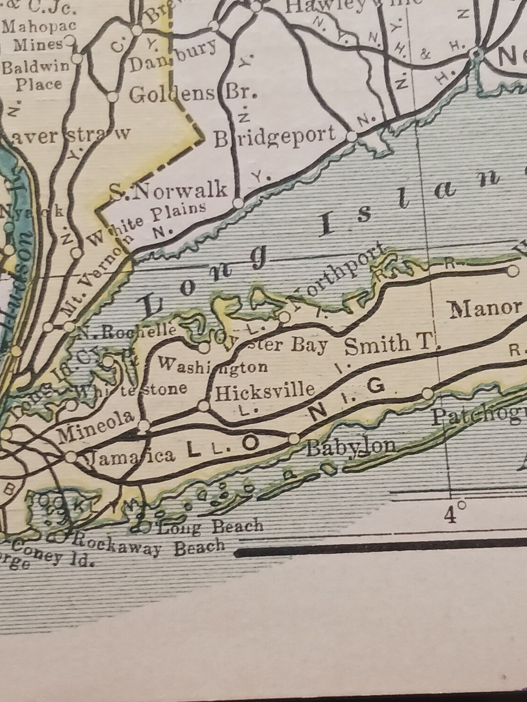 1902 dated Train Route Map NEW YORK All Railroad Lines Stations Towns 11″×9″