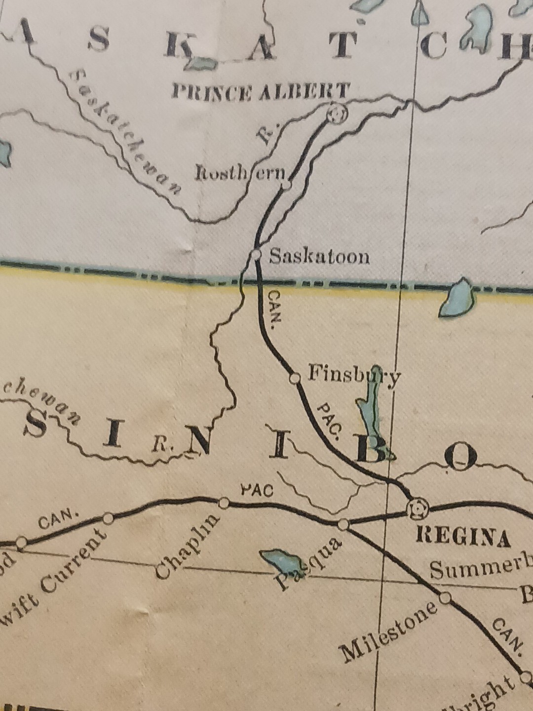 1902 Train Route Map Western Canada Railroad All Lines Station Towns 11×9″ Dated