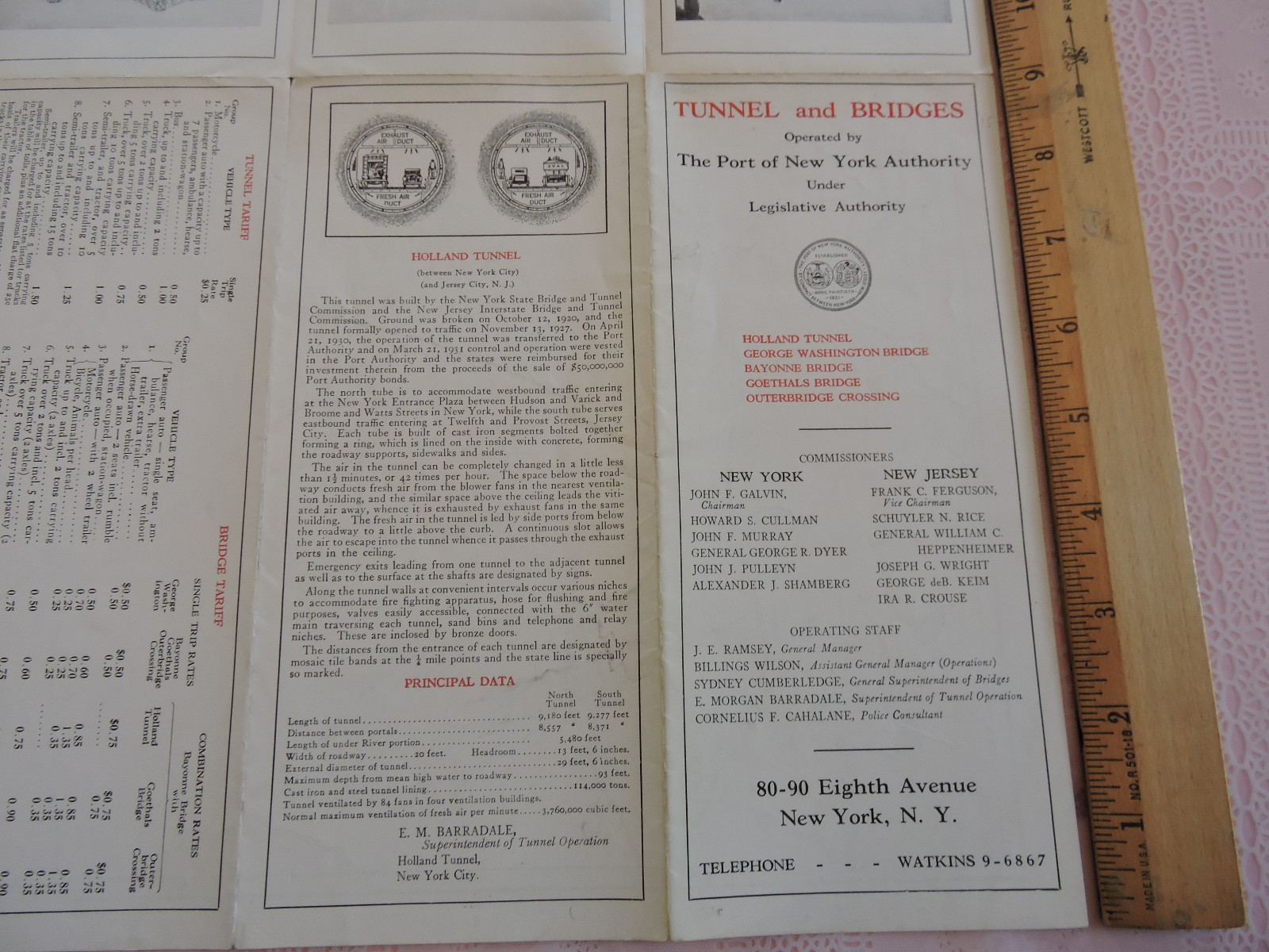 RARE 1938 New York City Map NYC Road Highway Bridge Tunnel PORT AUTHORITY
