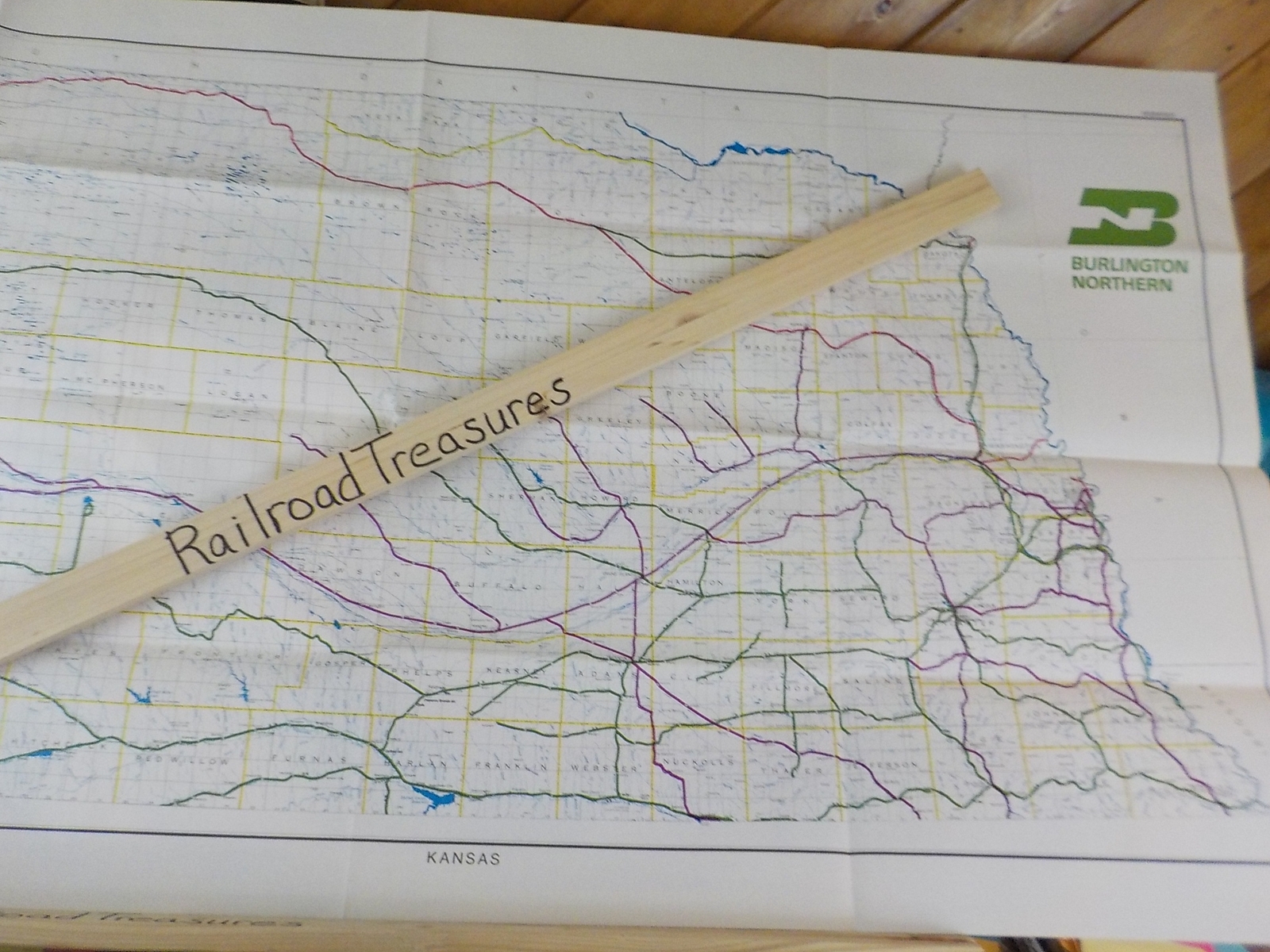 Map Burlington Northern Nebraska State Railroad Map 1983 August