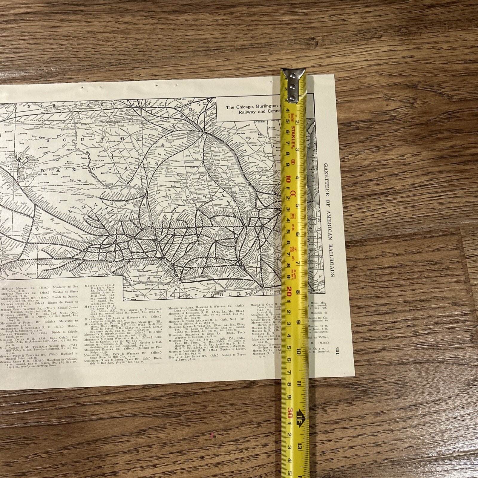 Antique 1917 Map Of The Chicago, Burlington & Quincy Railway System 15×11 Inches