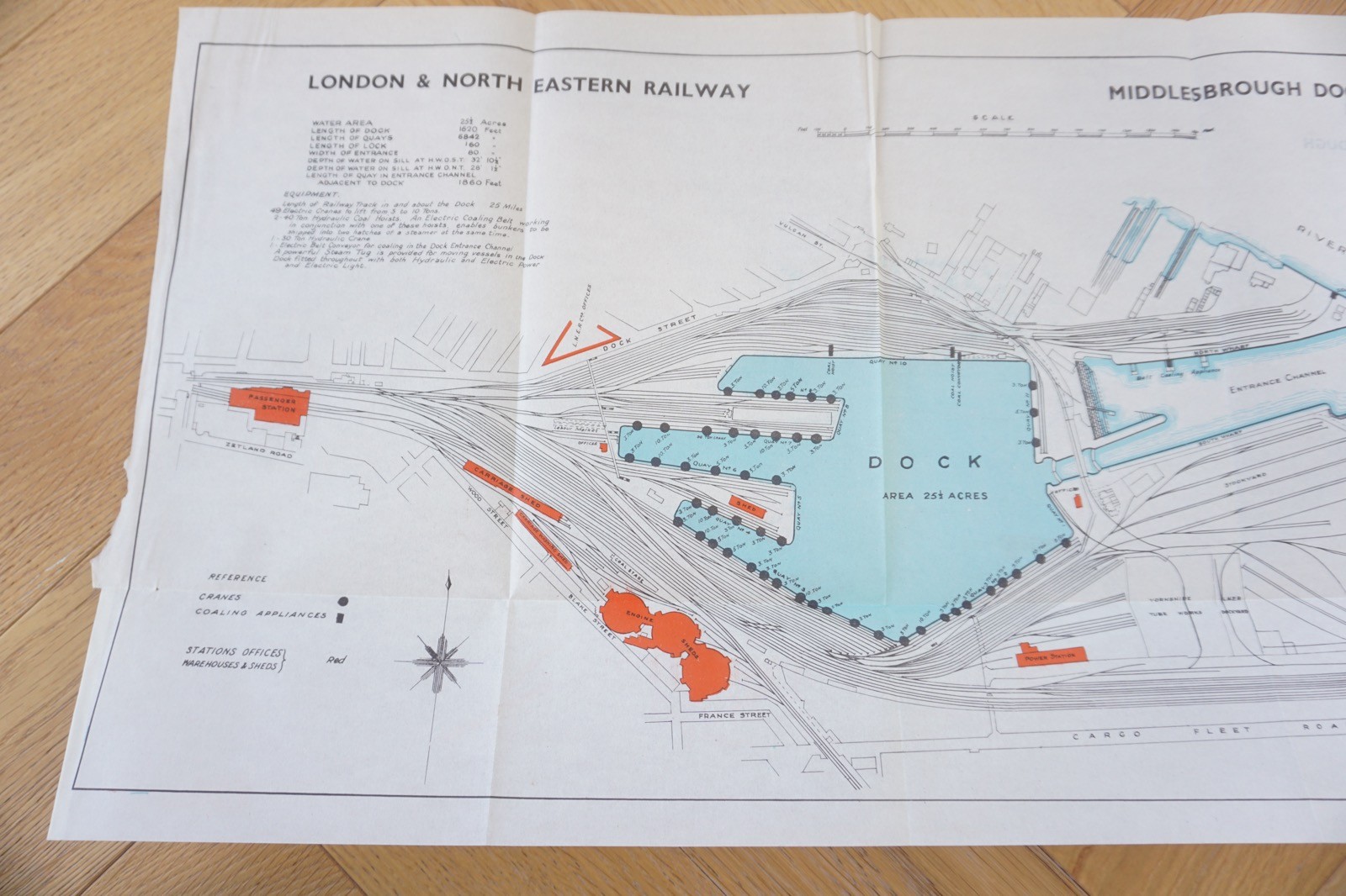 1936 LNER Middlesborough Docks Railway Plan Map