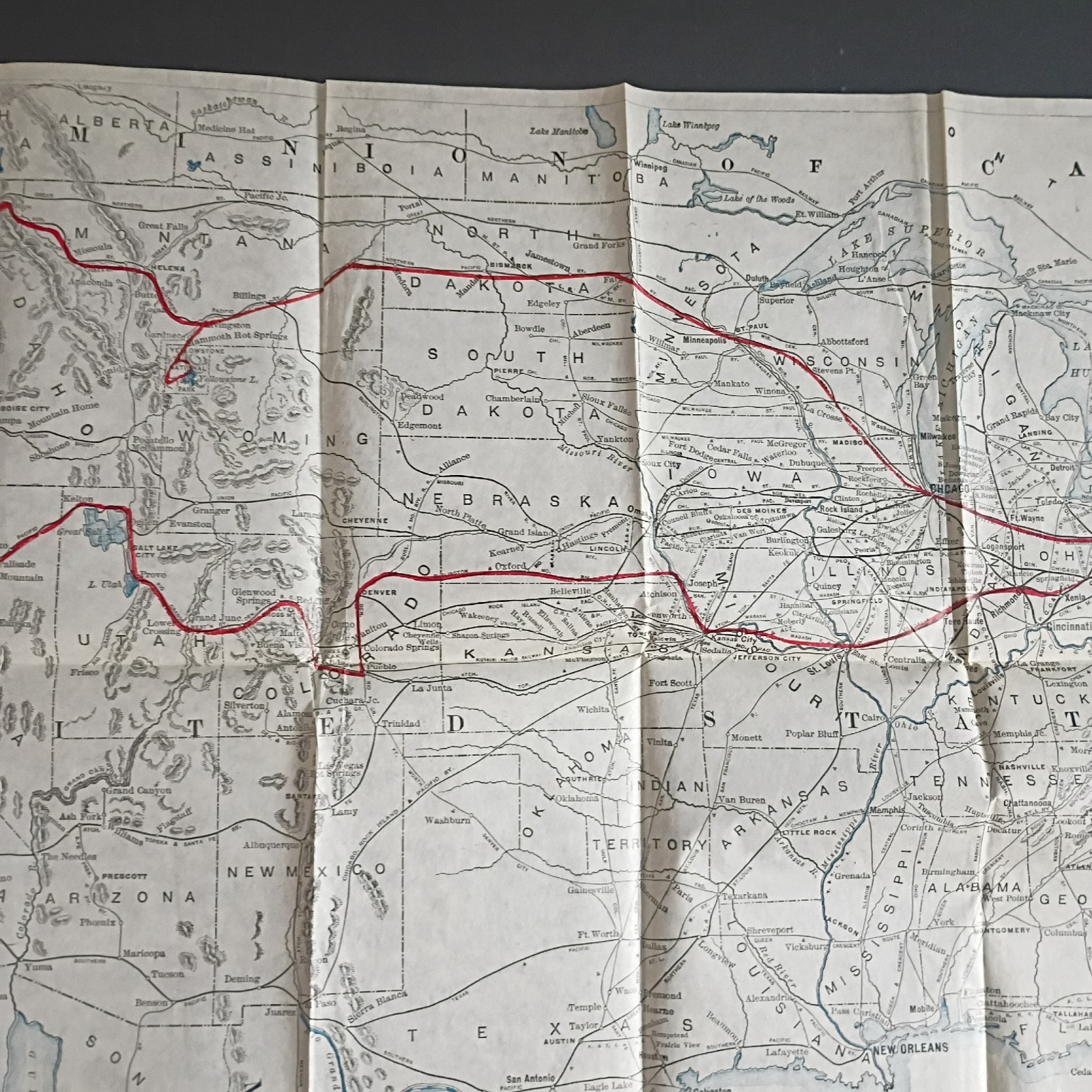 Antique 1904 PRR Pennsylvania RR Tour Map 18.5×20.5 Yellowstone & Pacific Coast