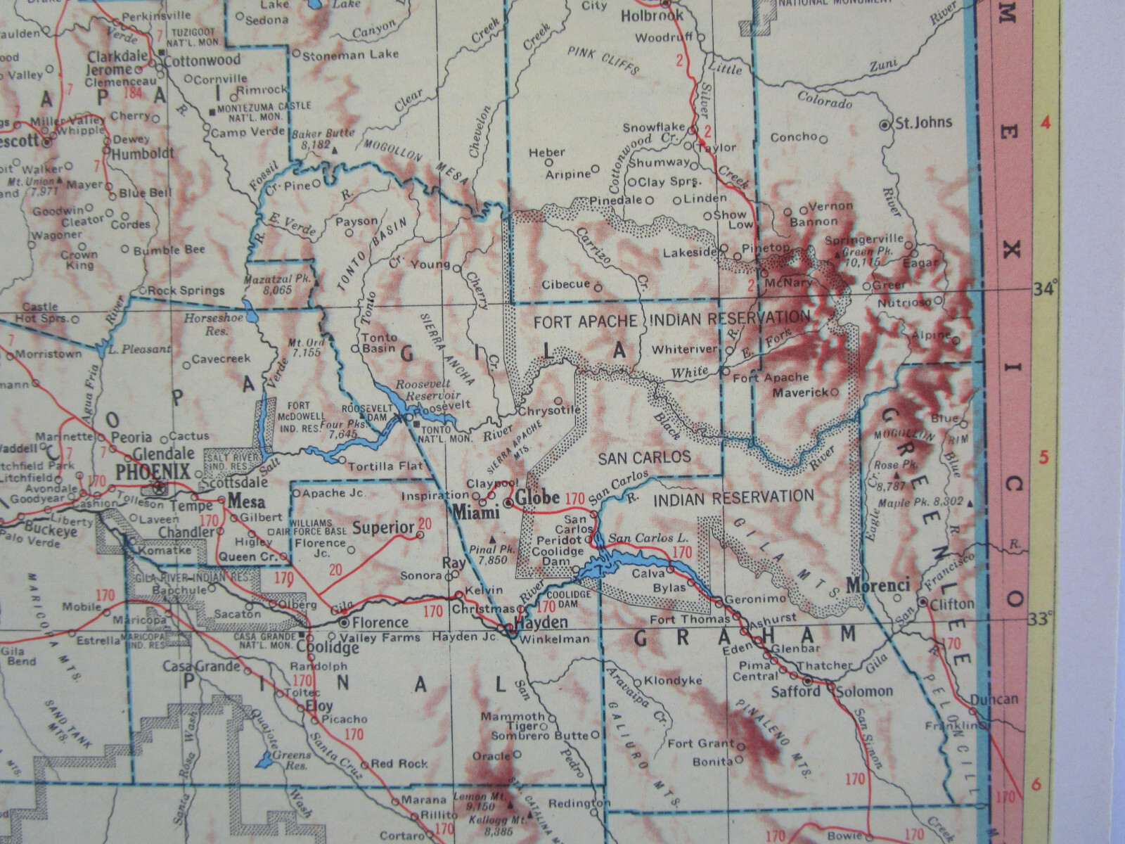 AL AZ Vintage 1952 ALABAMA RAILROAD Map. CHATTAHOOCHEE VALLEY RR or ARIZONA