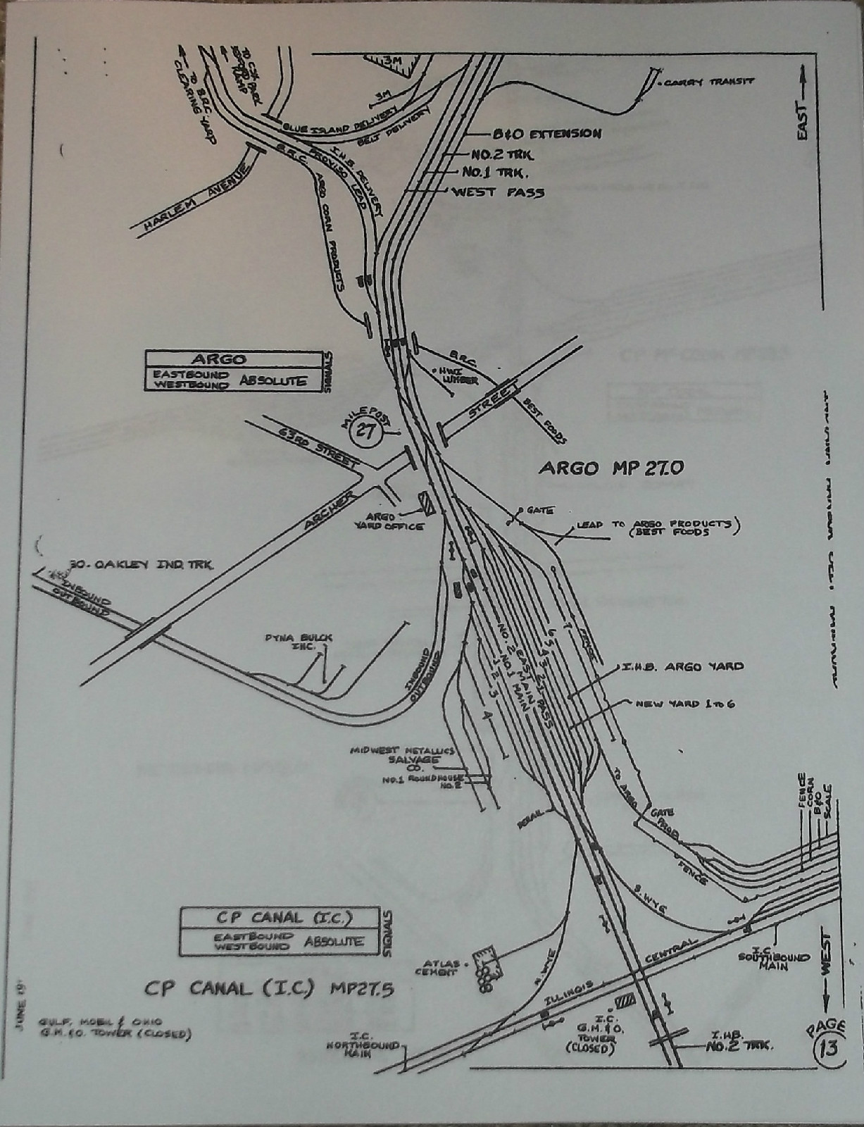 REPRO INDIANA HARBOR BELT IHB 1994 DISPATCHERS TRACK CHART CP UP NS EJ&E IC GTW
