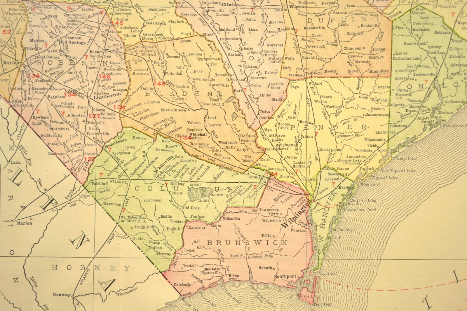 1911 Antique North Carolina Railroad Map ORIGINAL Atlas Southern Railway DATED