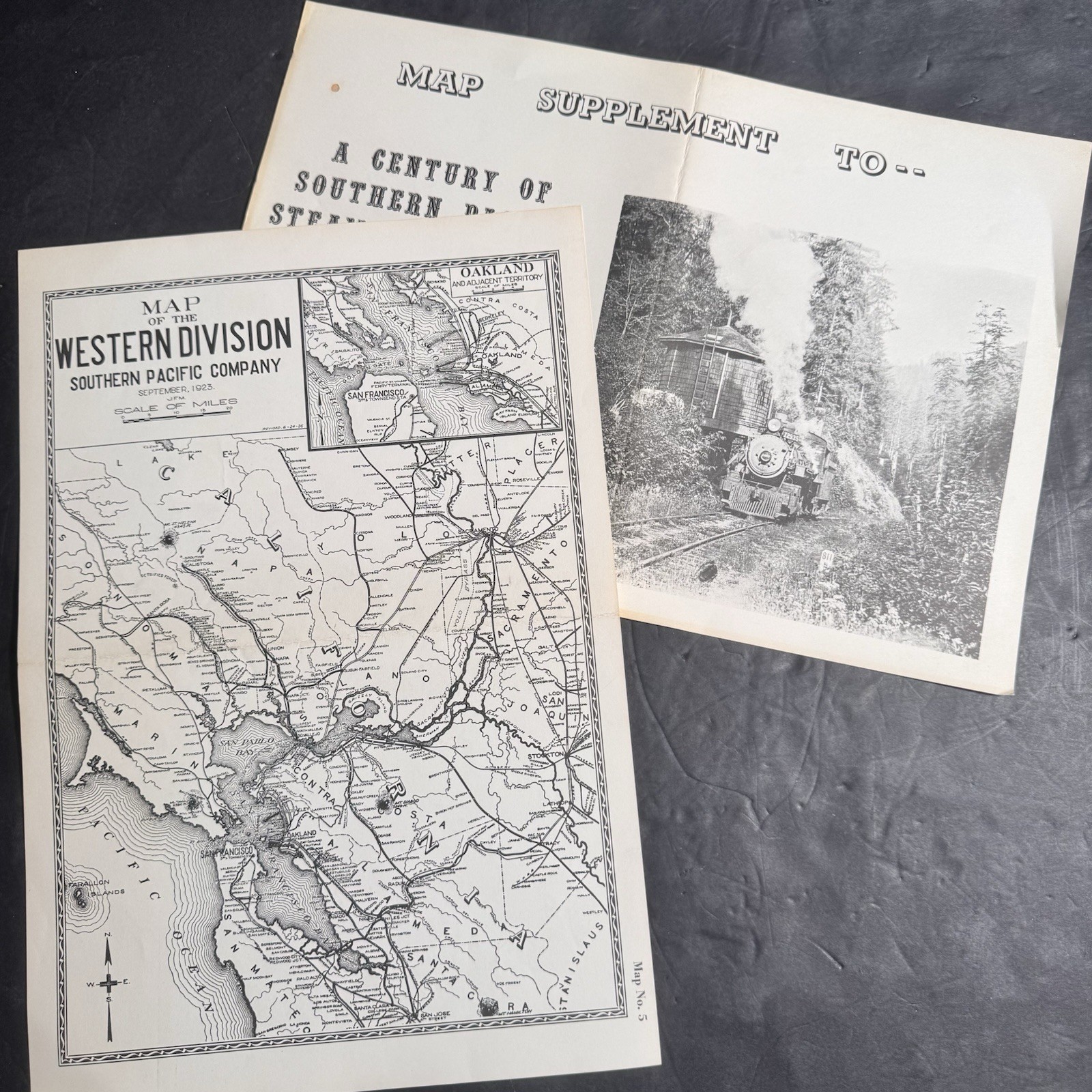 Vtg Southern Pacific Railroad Double Sided Map Western & Stockton Div Map 5 & 6
