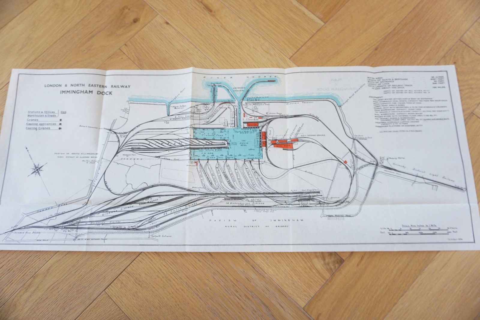 1936 LNER Immingham Docks Railway Plan Map