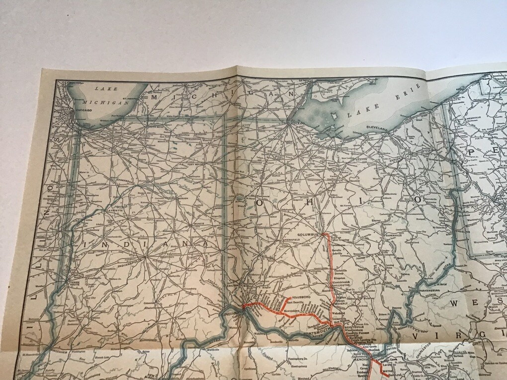 vintage railroad map: 22×32″ NORFOLK & WESTERN Railway 1948