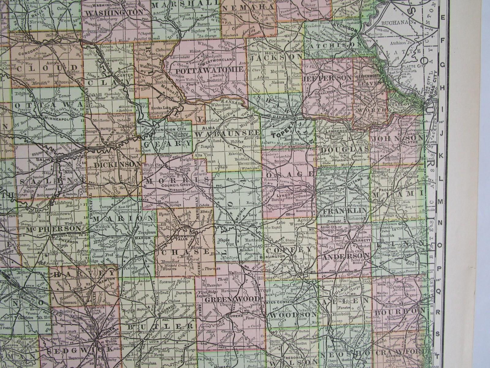 KS DATED 1902, 1888 KANSAS RAND McNALLY NEW BUSINESS ATLAS Map. Full index