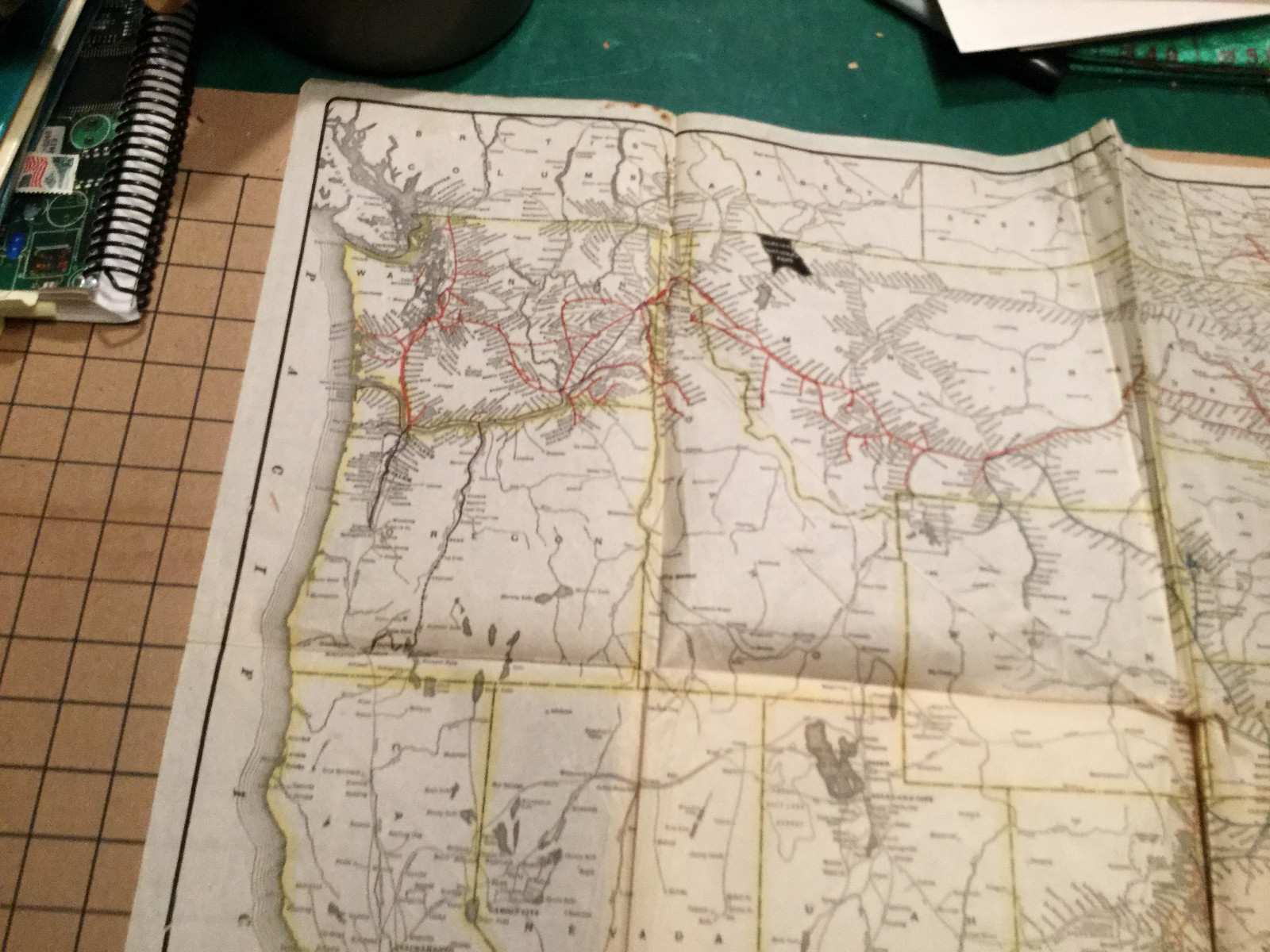 Vintage Map — RAILWAY — 1913 — 32 X 36″ us map w/ RAILWAY SYSTEMS color lines