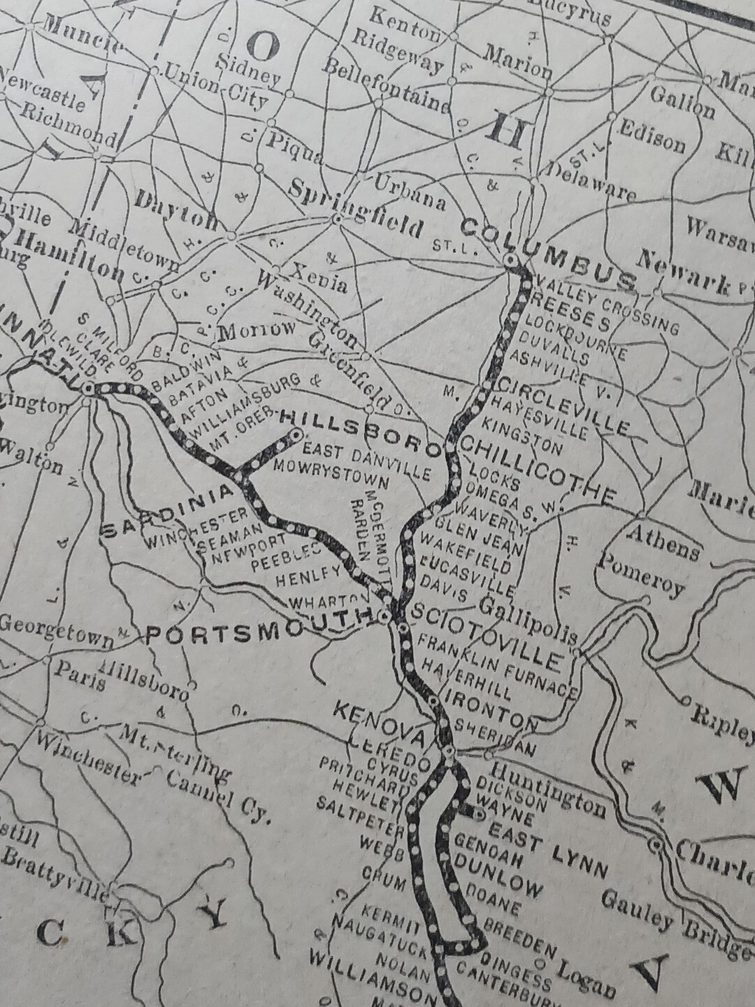 1910 Train Route Map NORFOLK & WESTERN RAILWAY and Connections All Depot Station