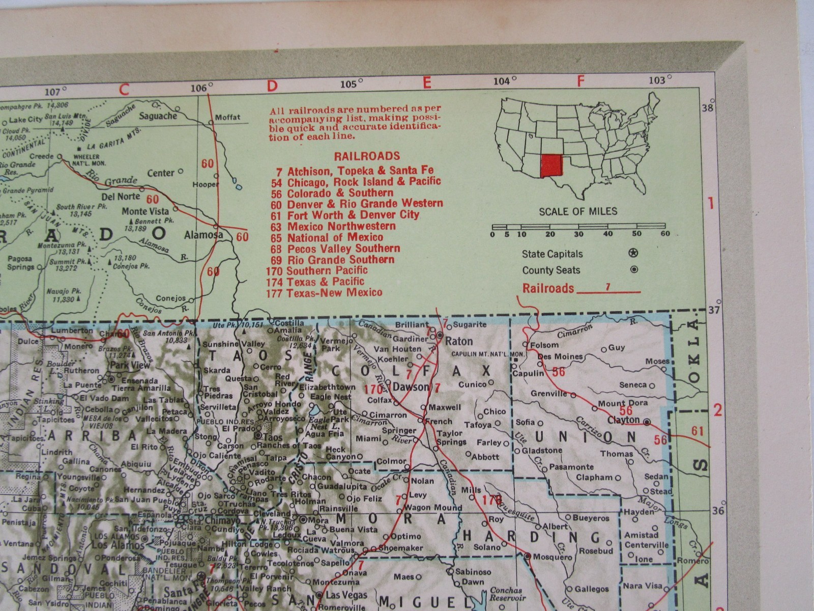 NJ NM 1951 NEW JERSEY RAILROAD Map. MORRISTOWN & ERIE RR ~or~ NEW MEXICO