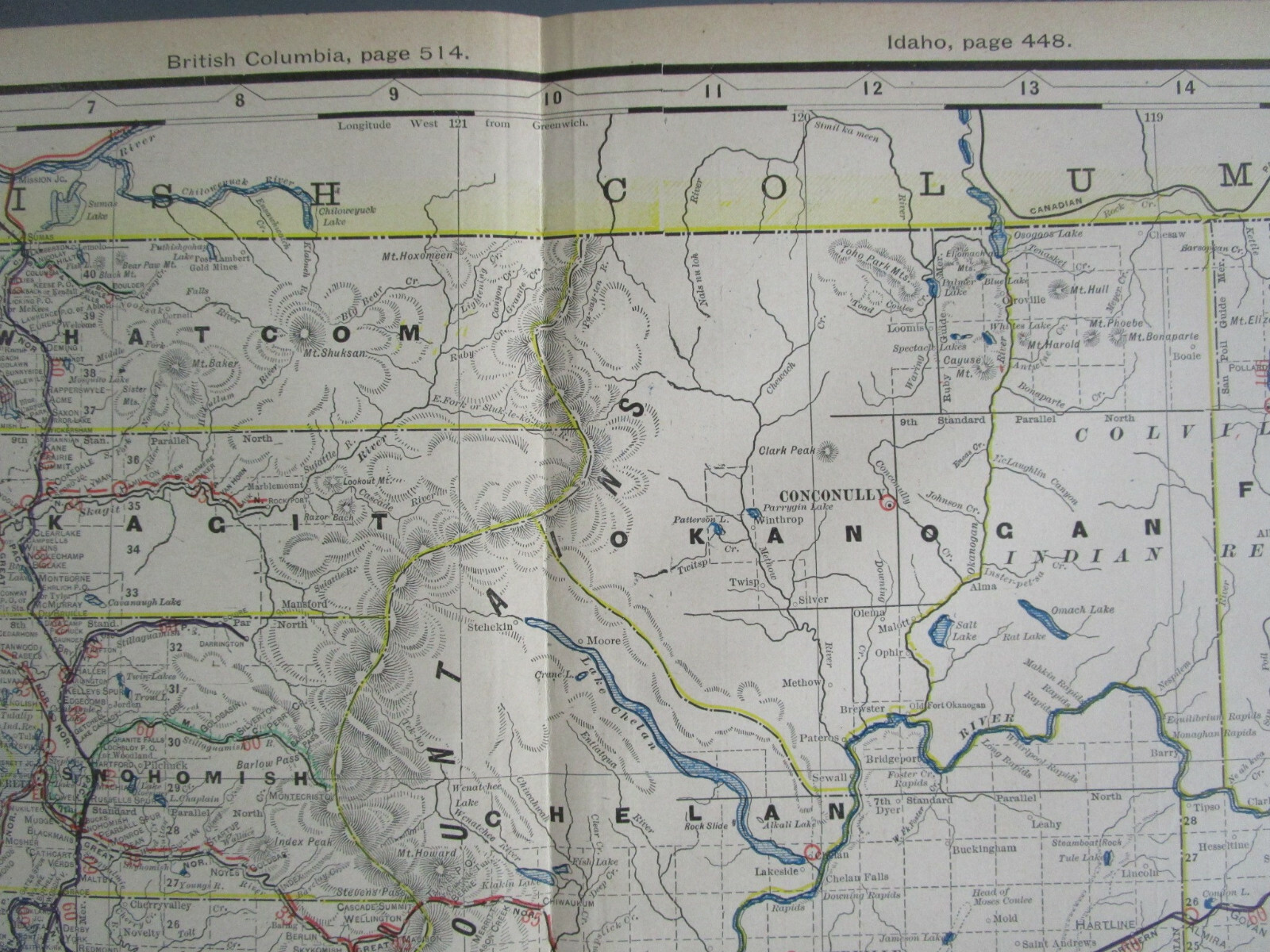 WA 1903 WASHINGTON State STEAM / INTERURBAN ELECTRIC RAILROAD / STEAMSHIP Map