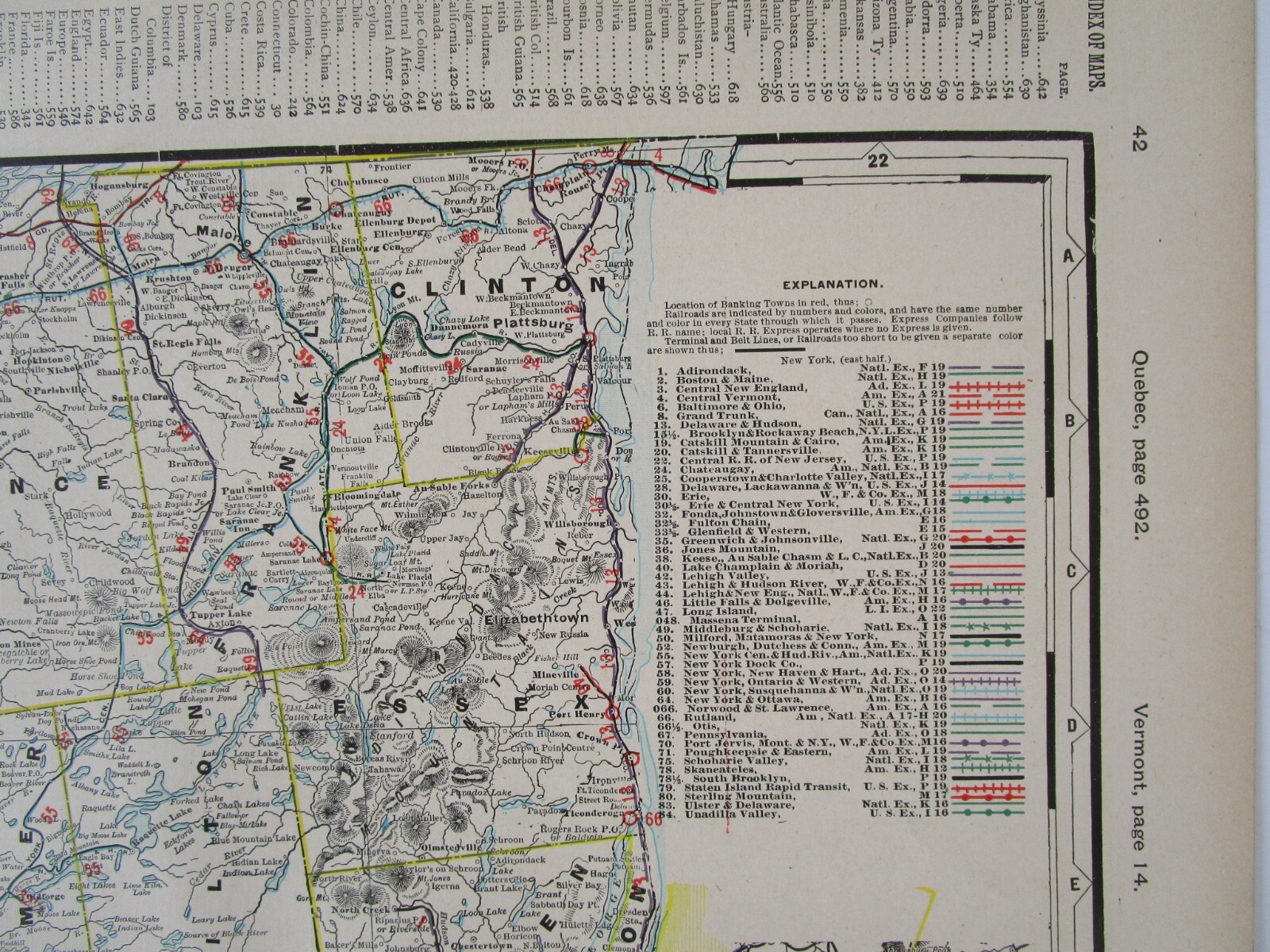 NY 1903 EASTERN NEW YORK Cram RAILROAD Map COOPERSTOWN & CHARLOTTE VALLEY RR