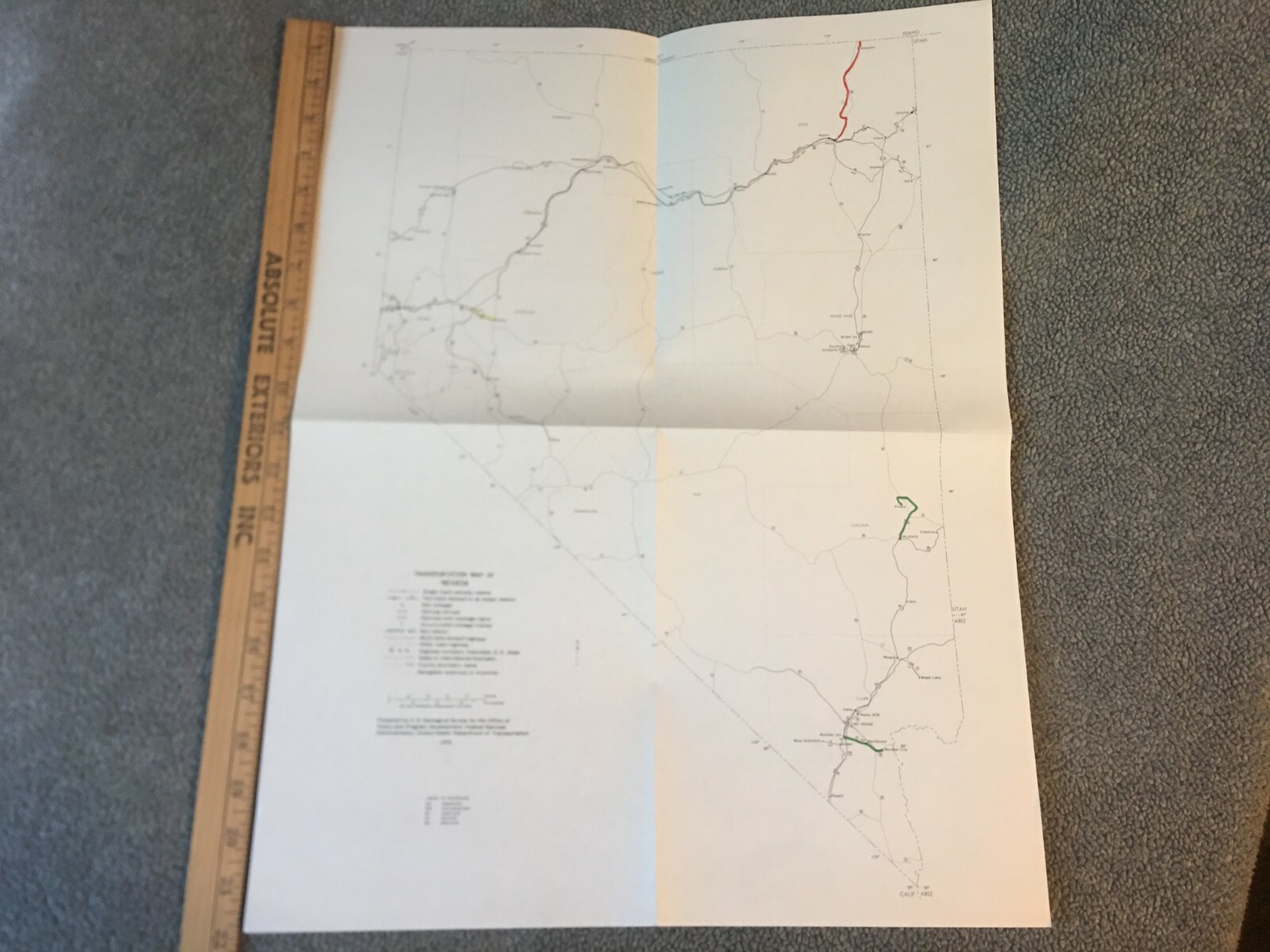 Vintage 1975 Nevada Transportation Map●Federal Railroad Administration●11″x17″