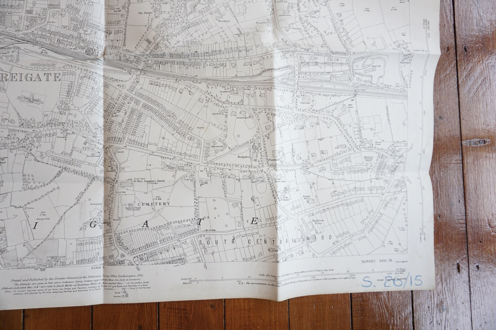 1933 Reigate Surrey Southern Railway OS Railway Map