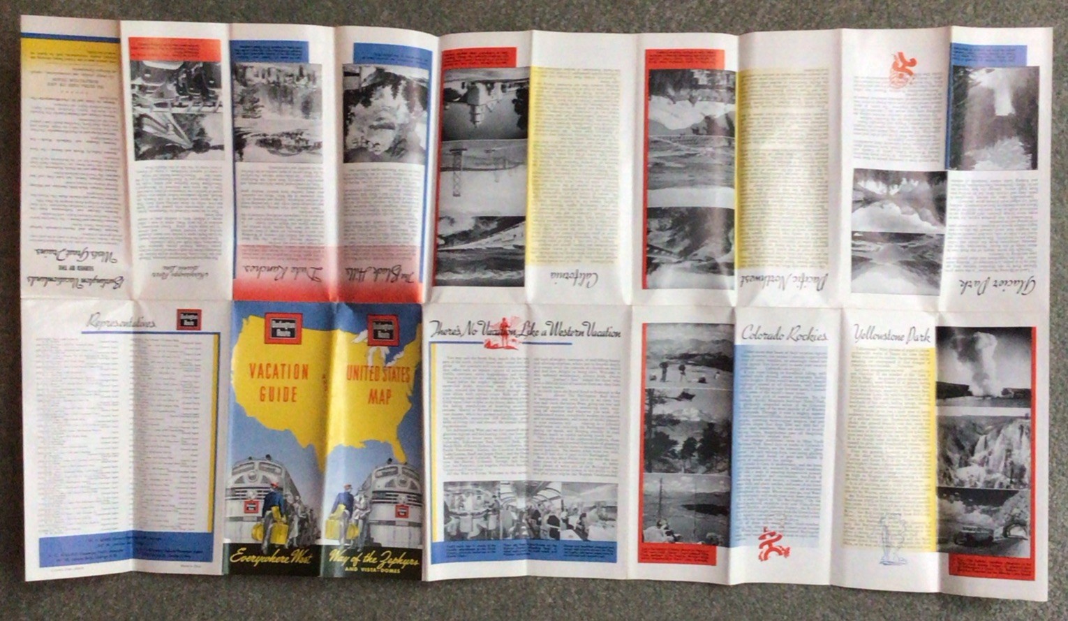 1960 Jan Burlington Route United States Map & Vacation Guide Way Of Zephyrs